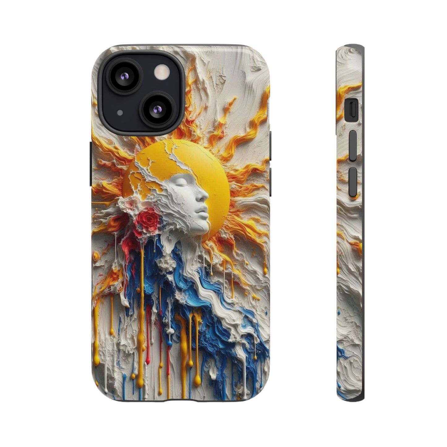 Artistic Phone Case - Sun & Floral Design for Creative Souls