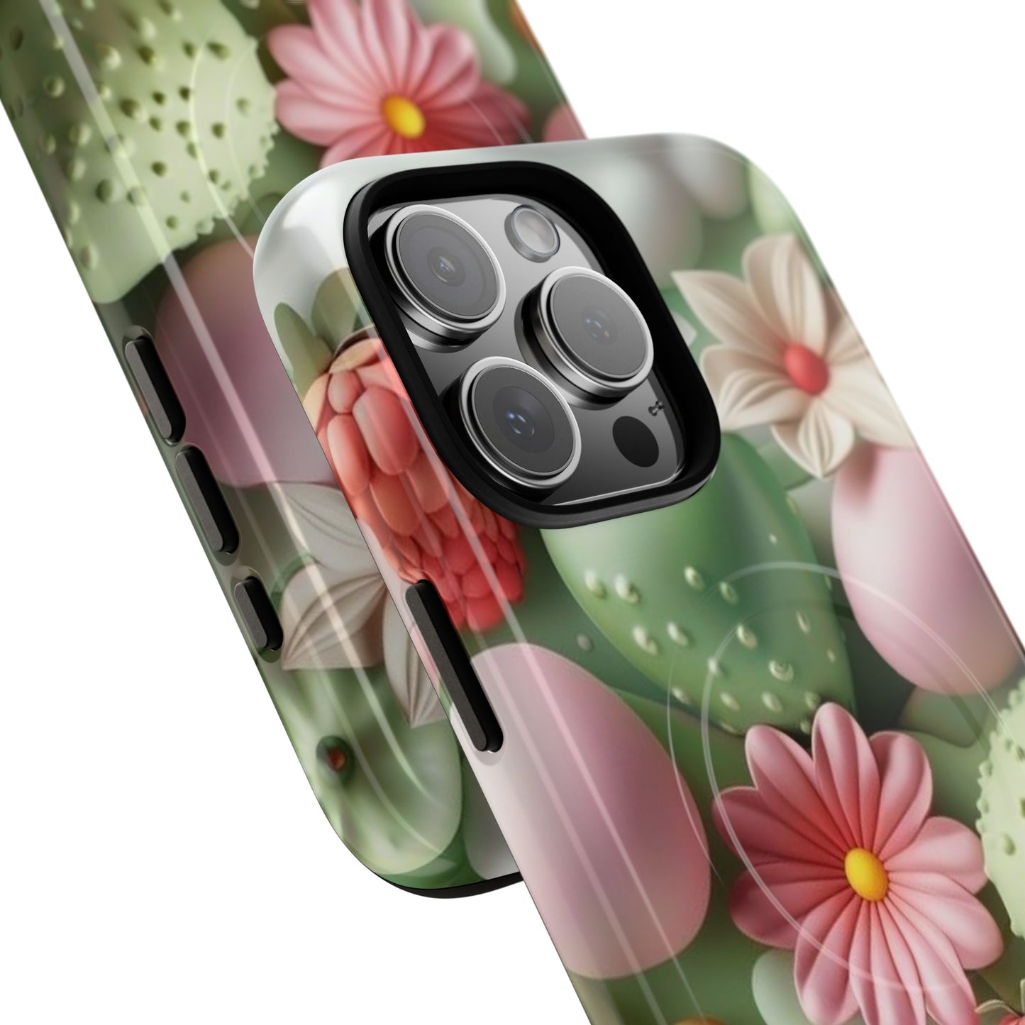 Floral Tough Magnetic Phone Case - Vibrant Cactus Design for Flower Lovers