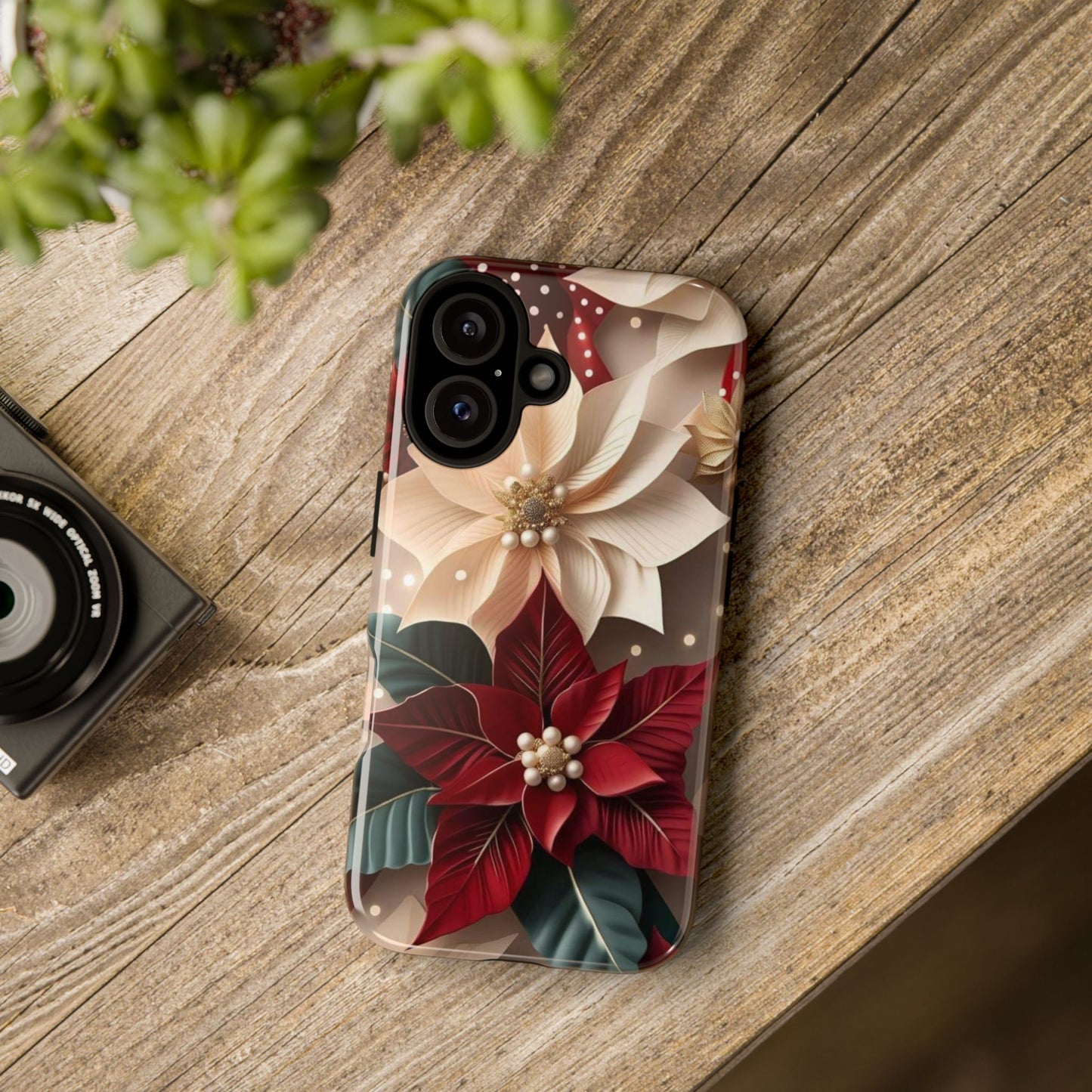 Festive Floral Phone Case - Holiday Design for Tough Protection