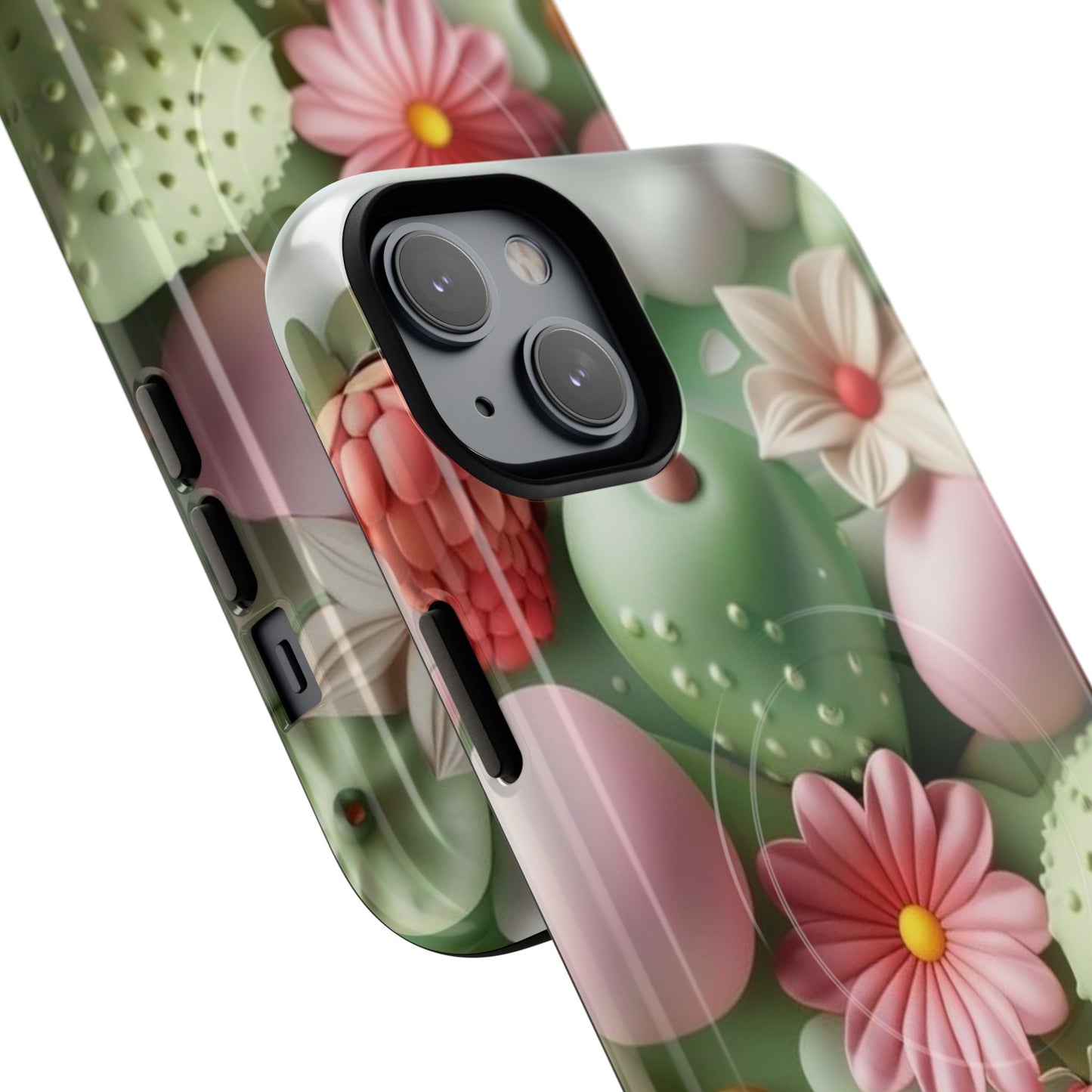 Floral Tough Magnetic Phone Case - Vibrant Cactus Design for Flower Lovers