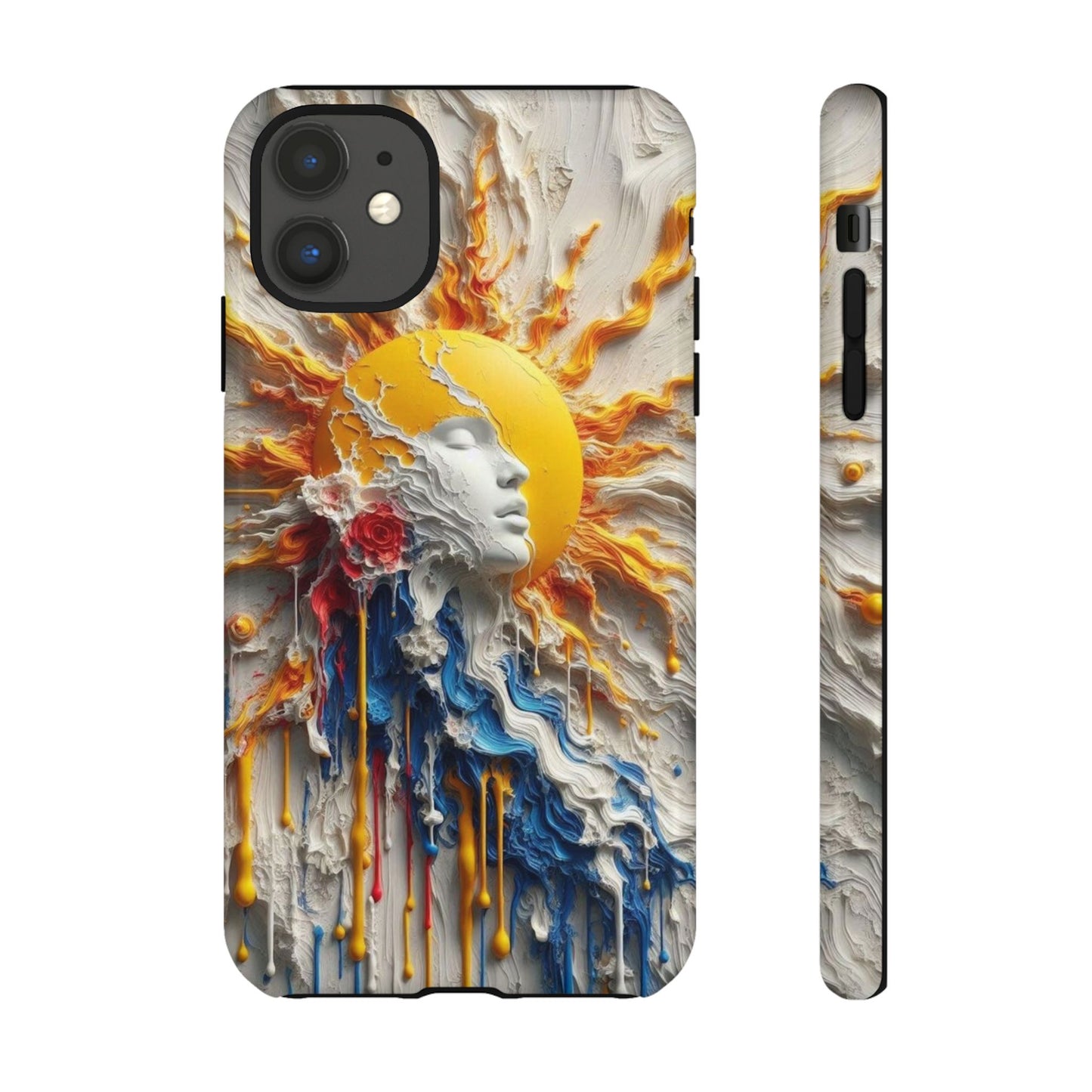 Artistic Phone Case - Sun & Floral Design for Creative Souls