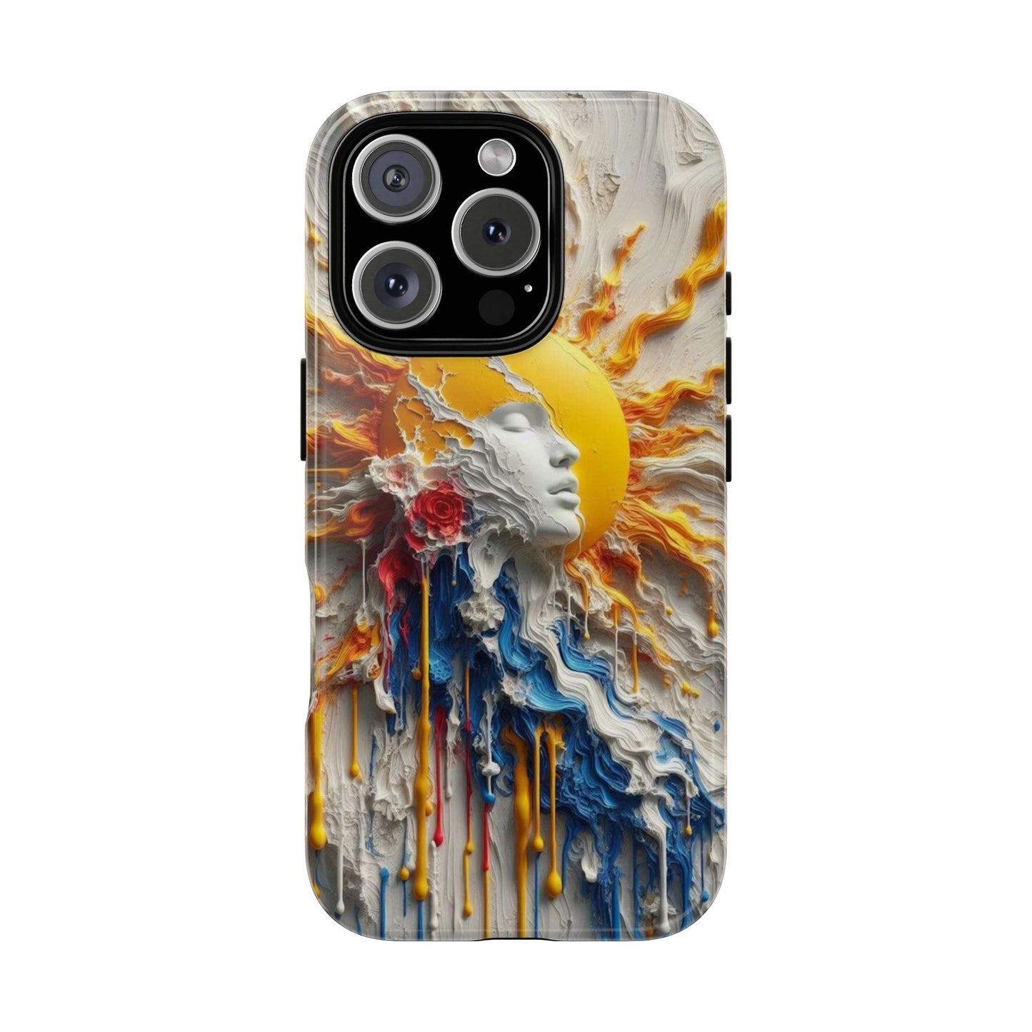 Artistic Phone Case - Sun & Floral Design for Creative Souls