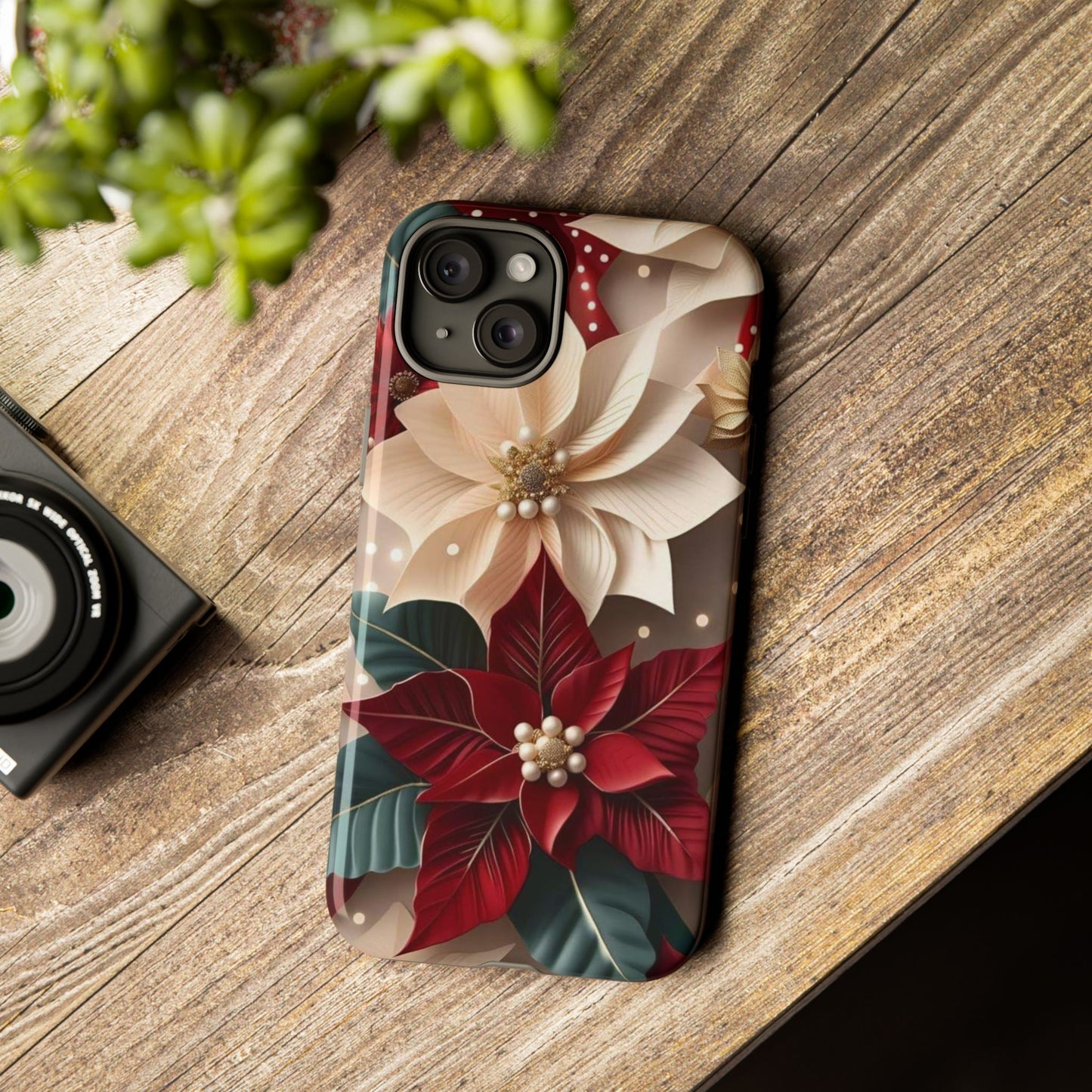 Festive Floral Phone Case - Holiday Design for Tough Protection