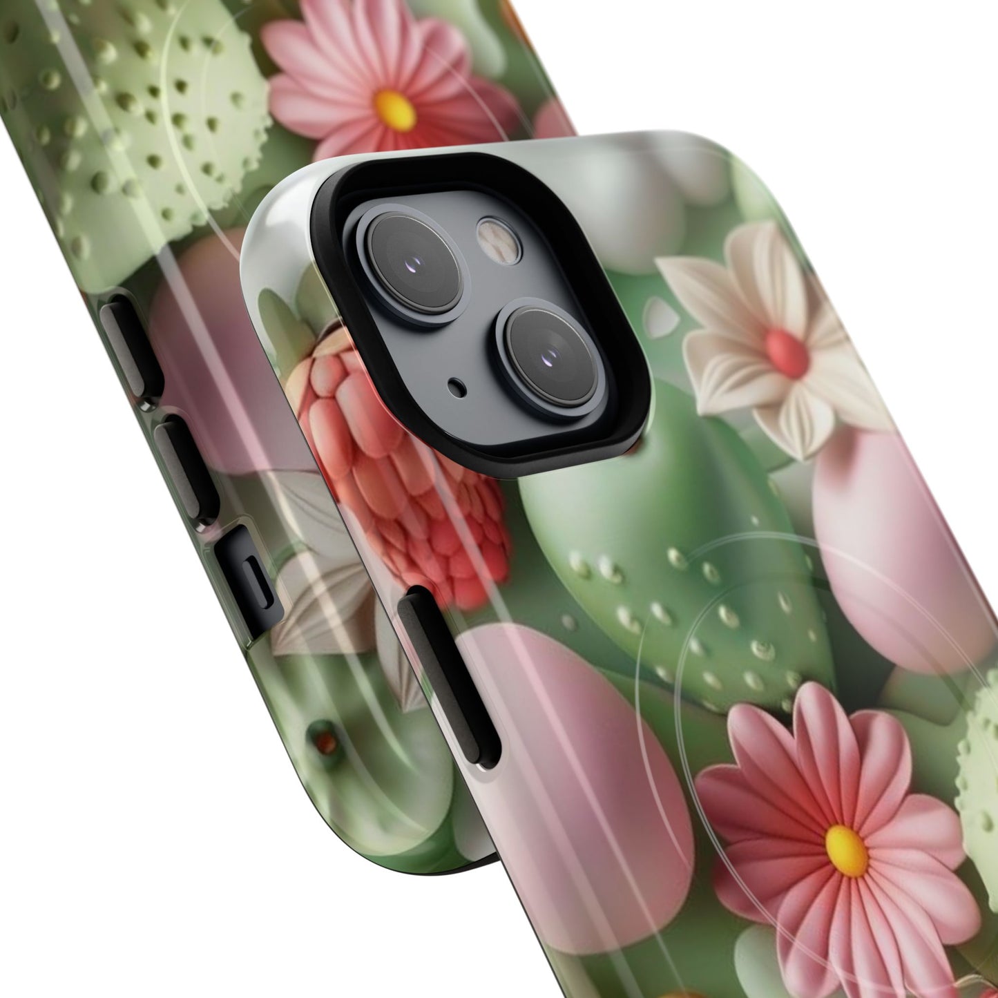 Floral Tough Magnetic Phone Case - Vibrant Cactus Design for Flower Lovers