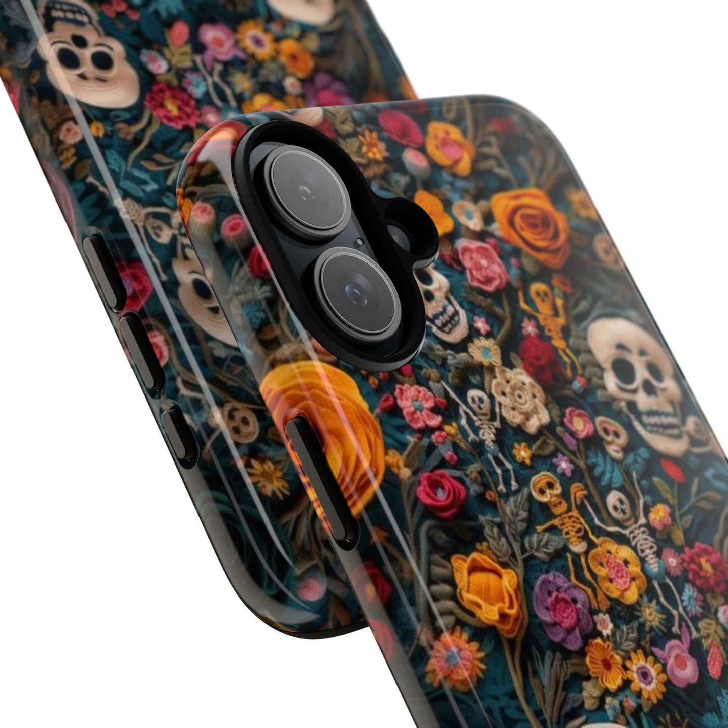 Gothic Floral Phone Case with Skulls