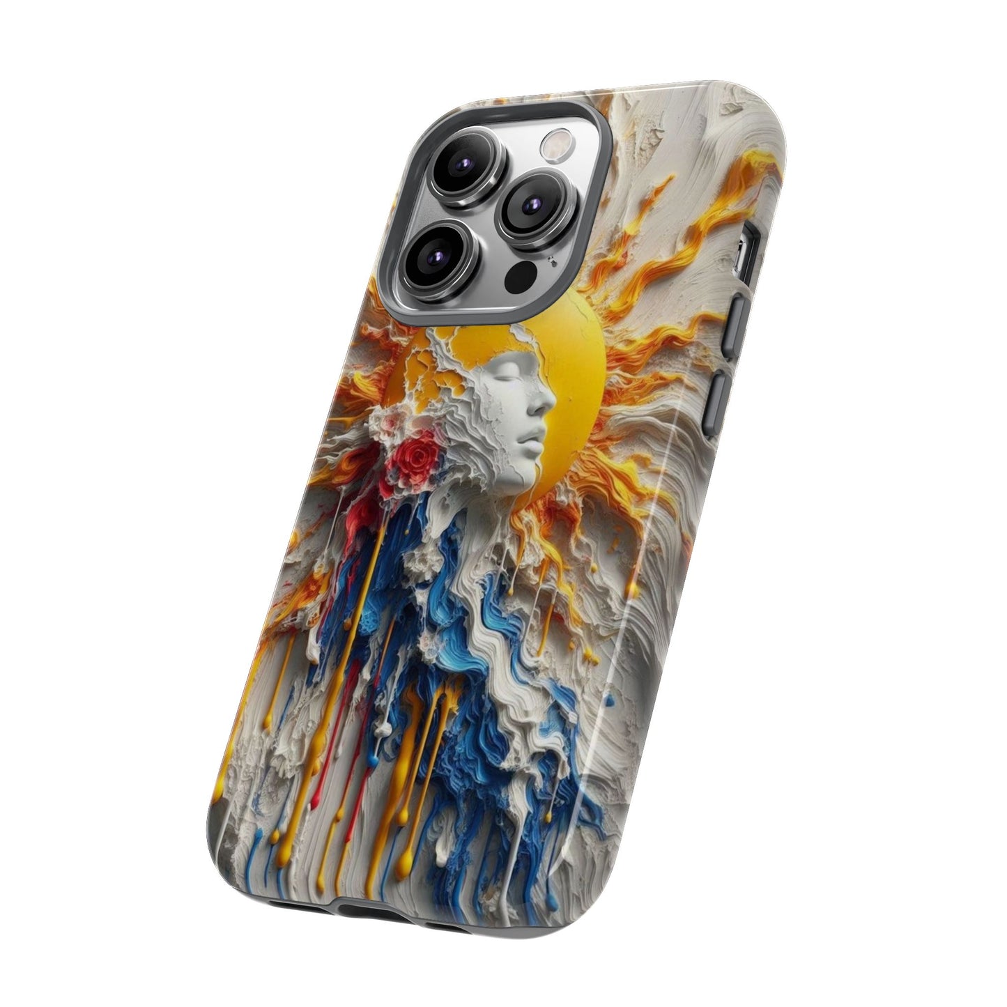 Artistic Phone Case - Sun & Floral Design for Creative Souls