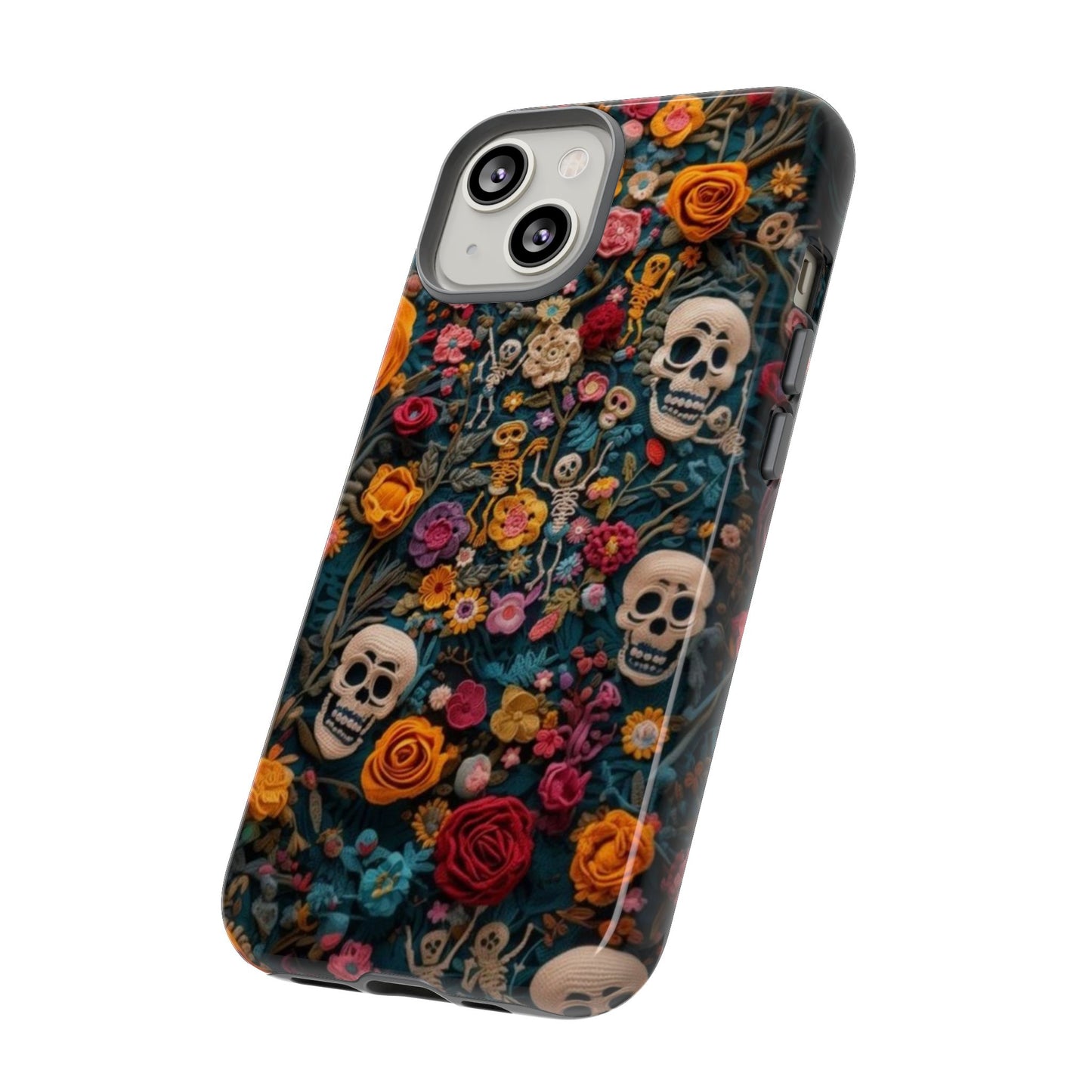 Gothic Floral Phone Case with Skulls