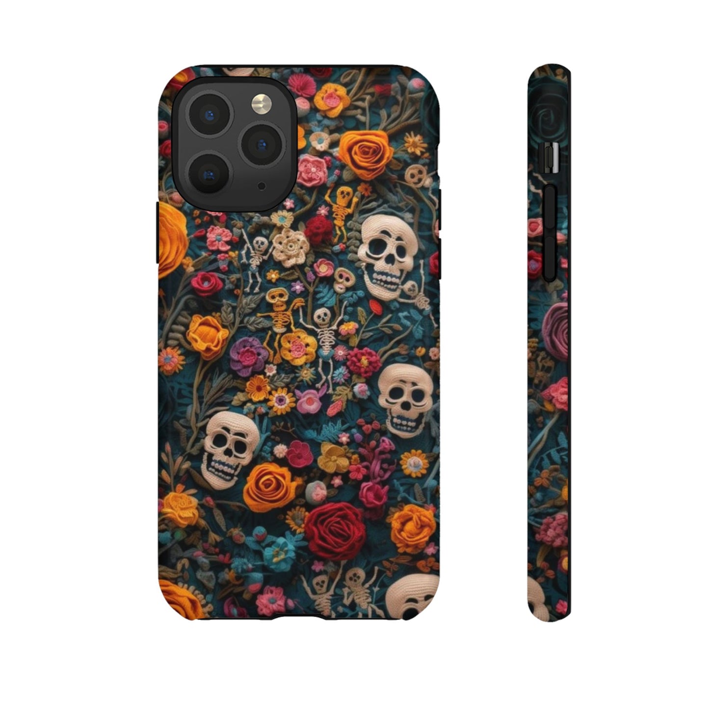 Gothic Floral Phone Case with Skulls