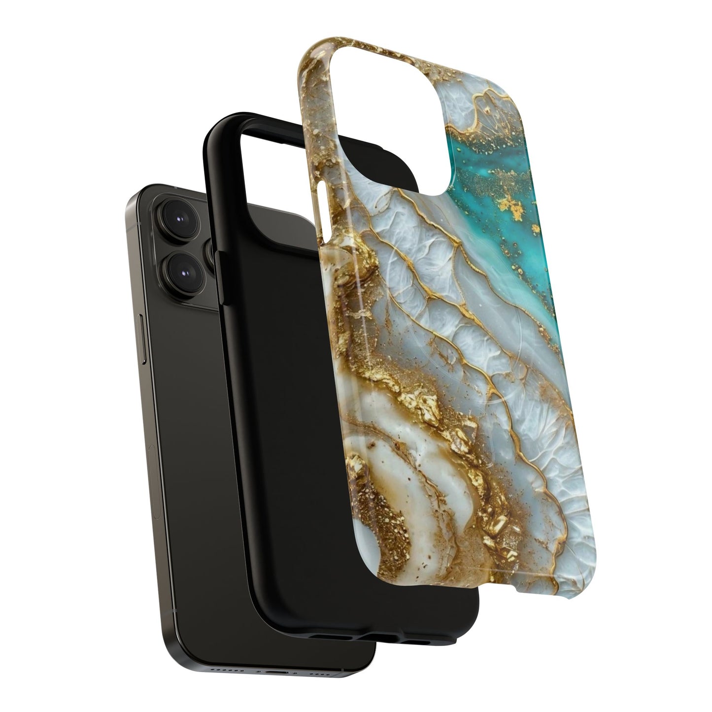 Elegant Tough Magnetic Phone Case with Marble Design