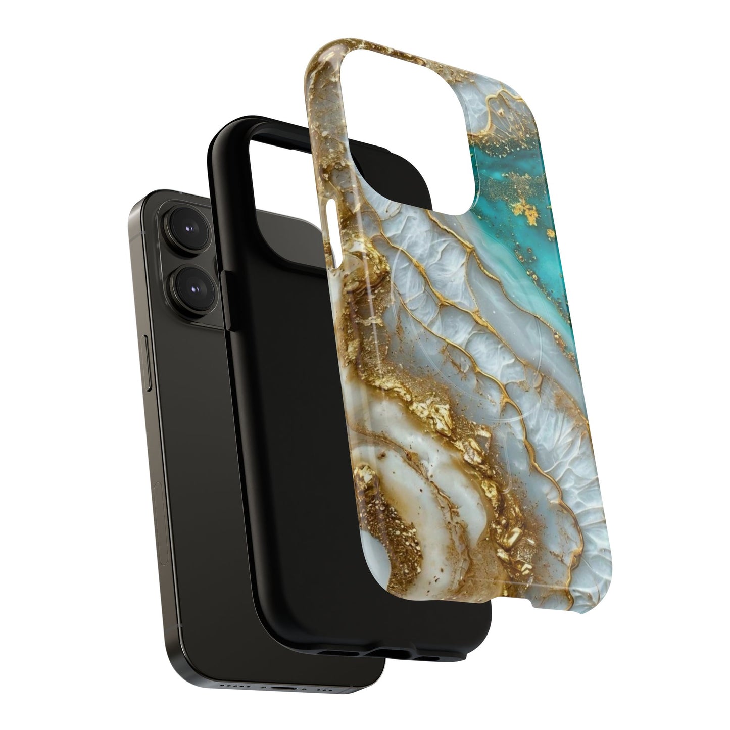 Elegant Tough Magnetic Phone Case with Marble Design