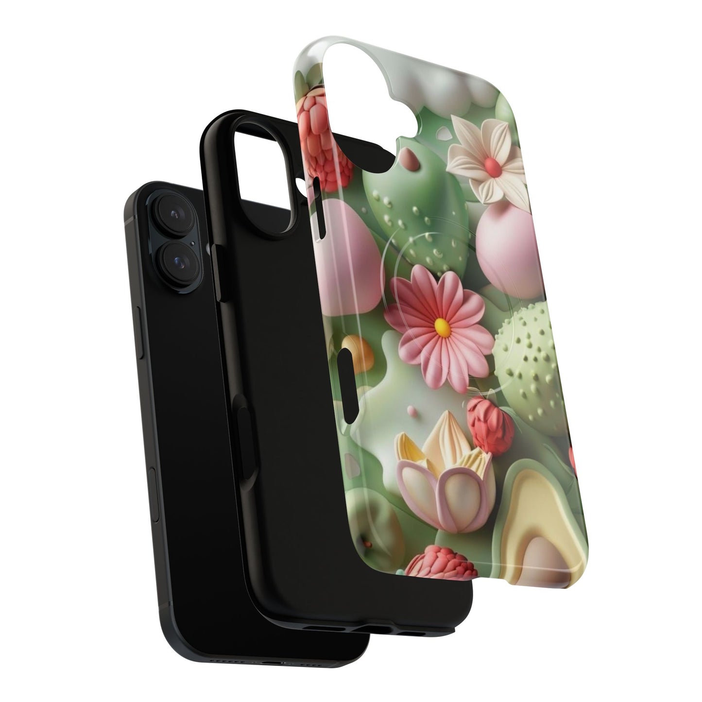 Floral Tough Magnetic Phone Case - Vibrant Cactus Design for Flower Lovers