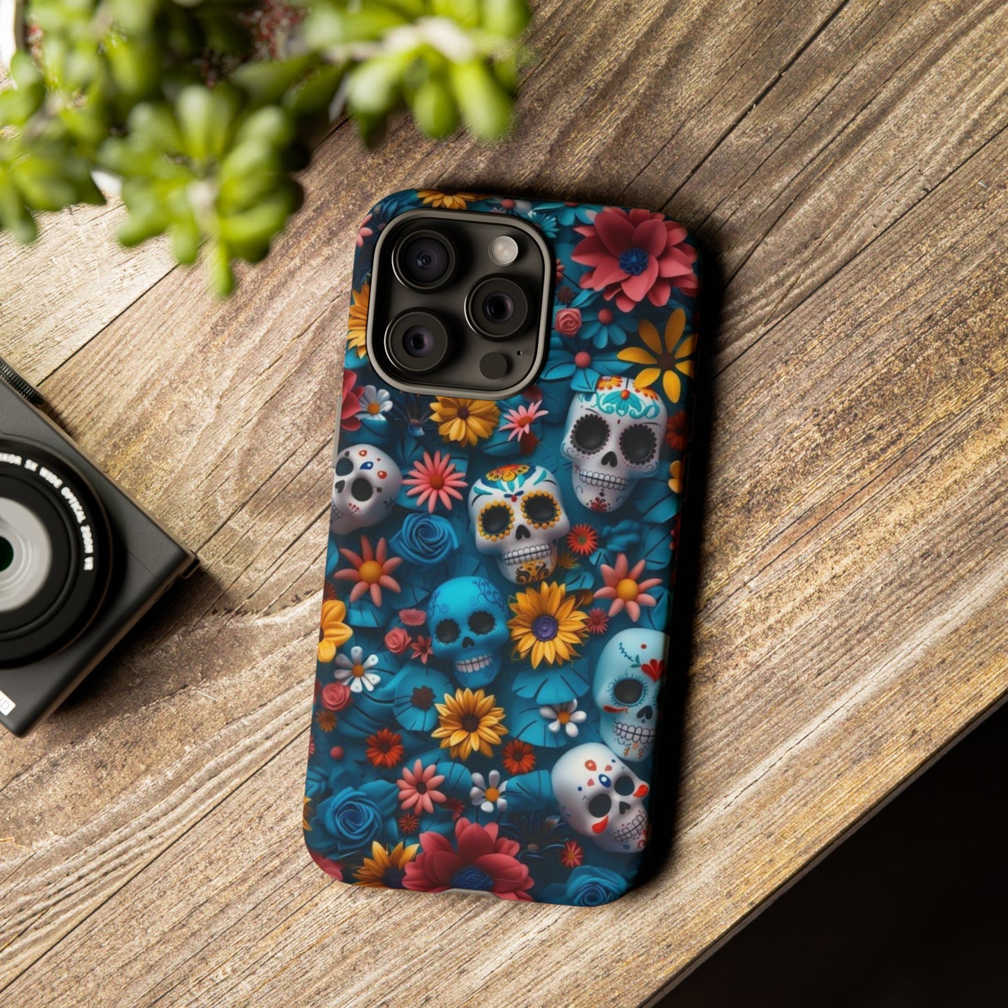 Colorful Floral Skull Phone Case - Day of the Dead Inspired Tough Cases