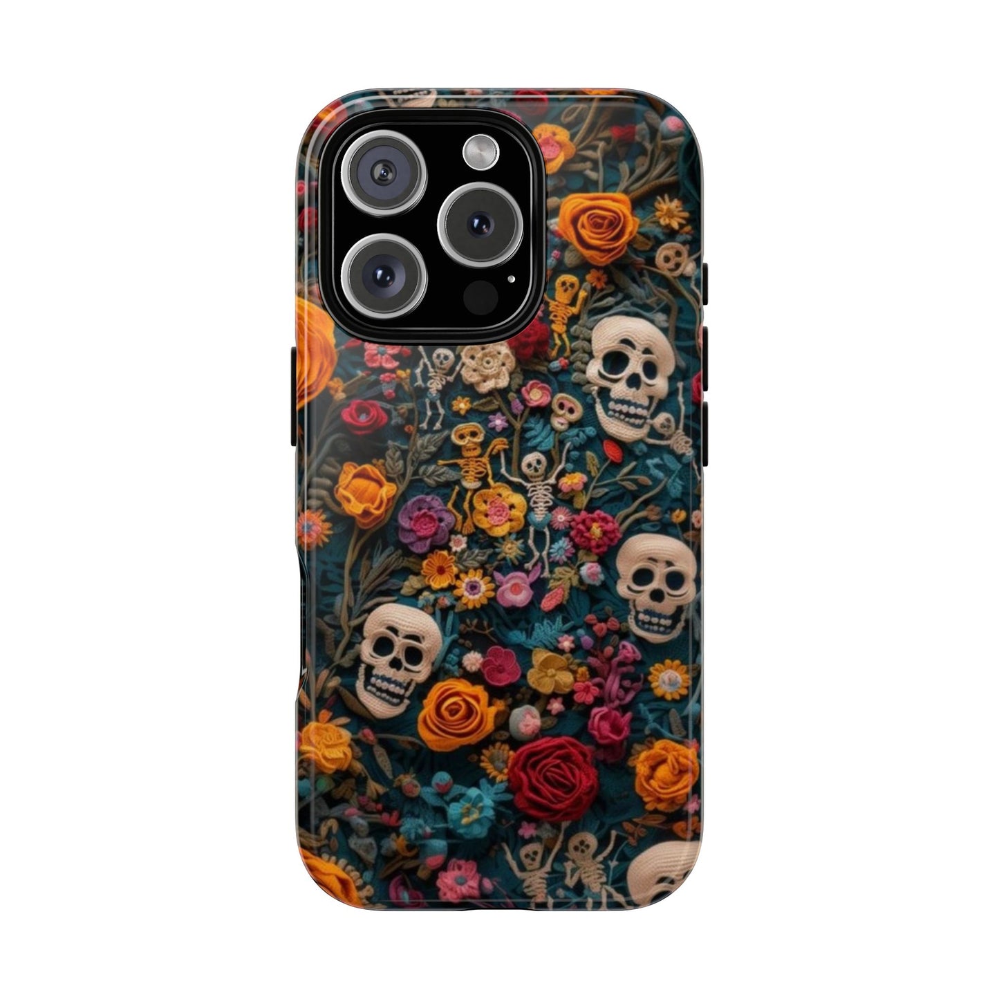 Gothic Floral Phone Case with Skulls