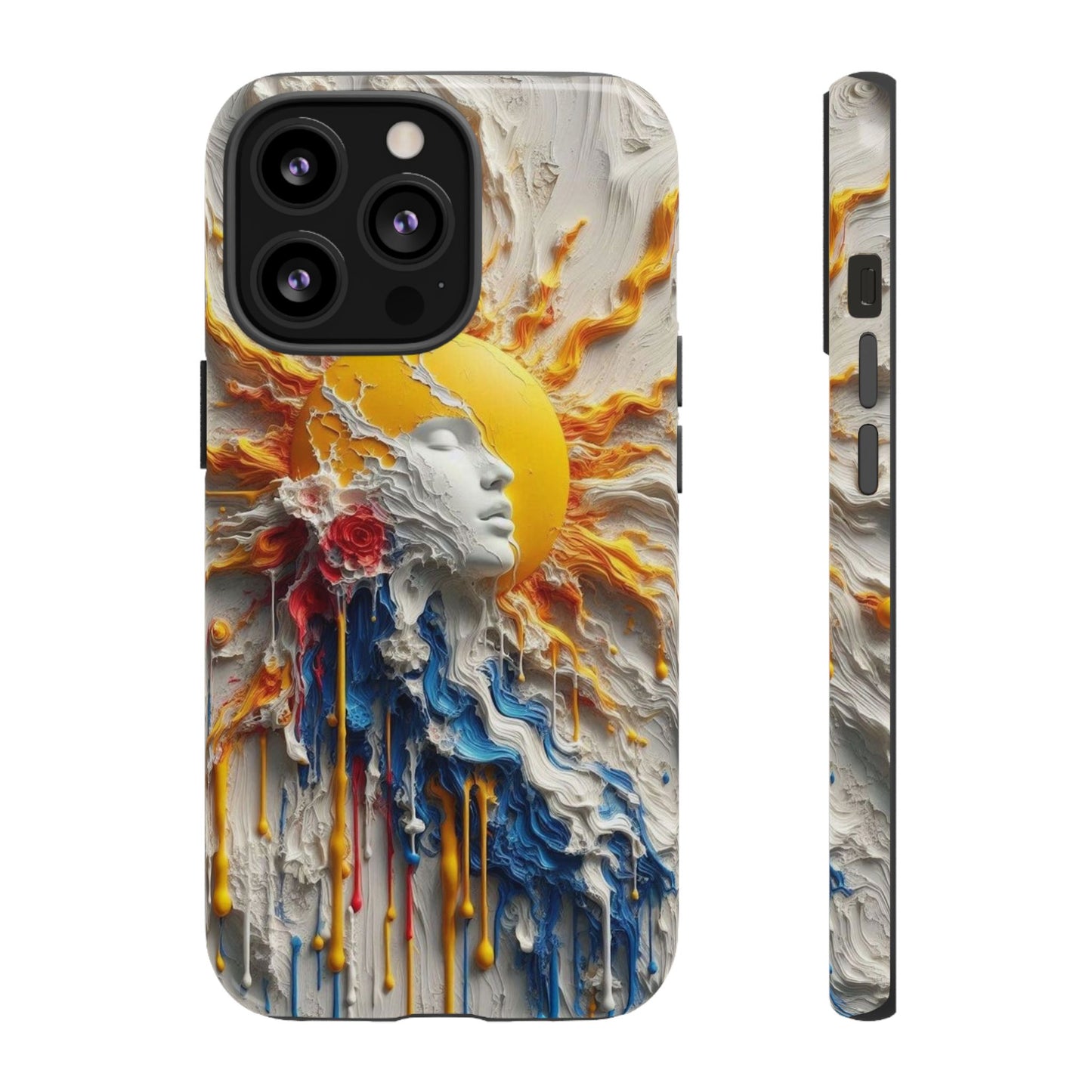 Artistic Phone Case - Sun & Floral Design for Creative Souls