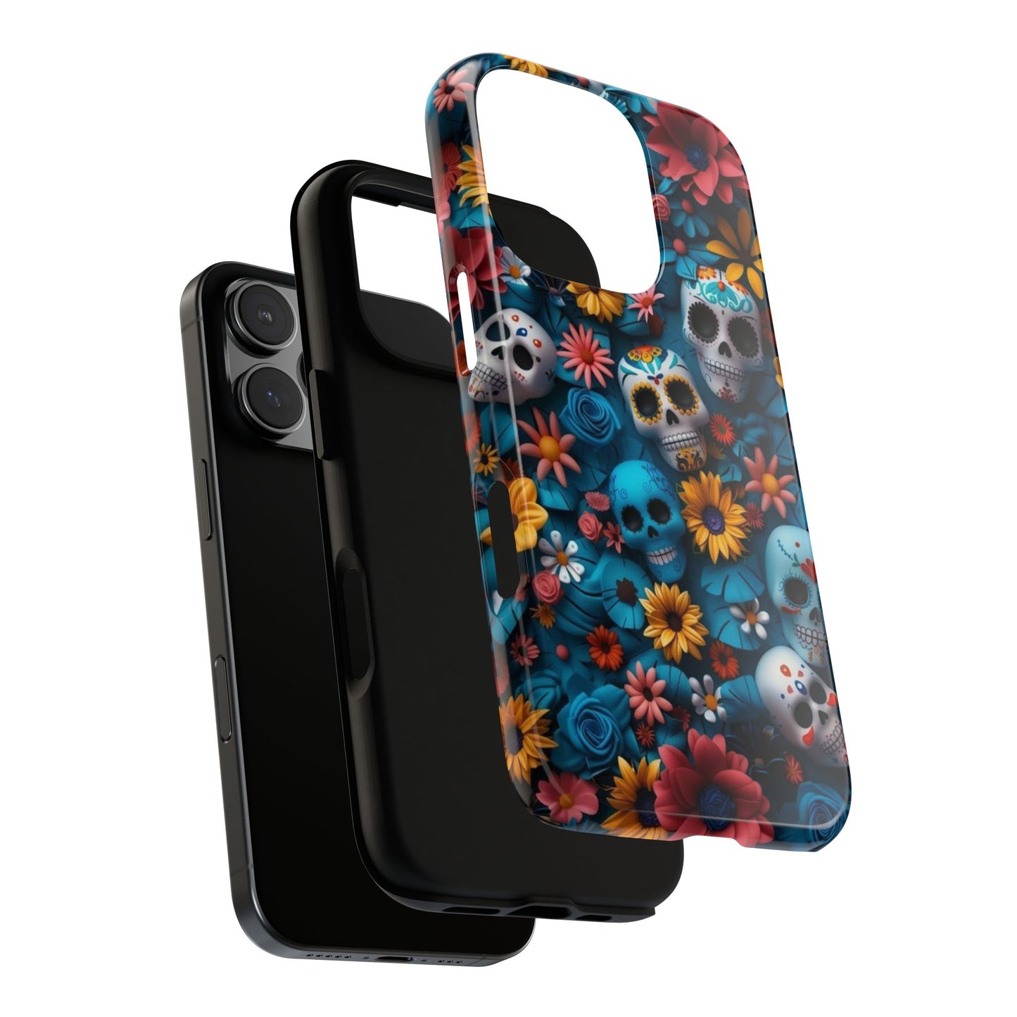 Colorful Floral Skull Phone Case - Day of the Dead Inspired Tough Cases