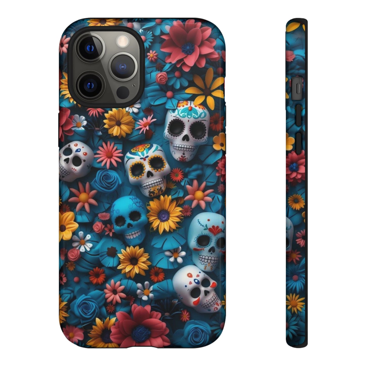 Colorful Floral Skull Phone Case - Day of the Dead Inspired Tough Cases