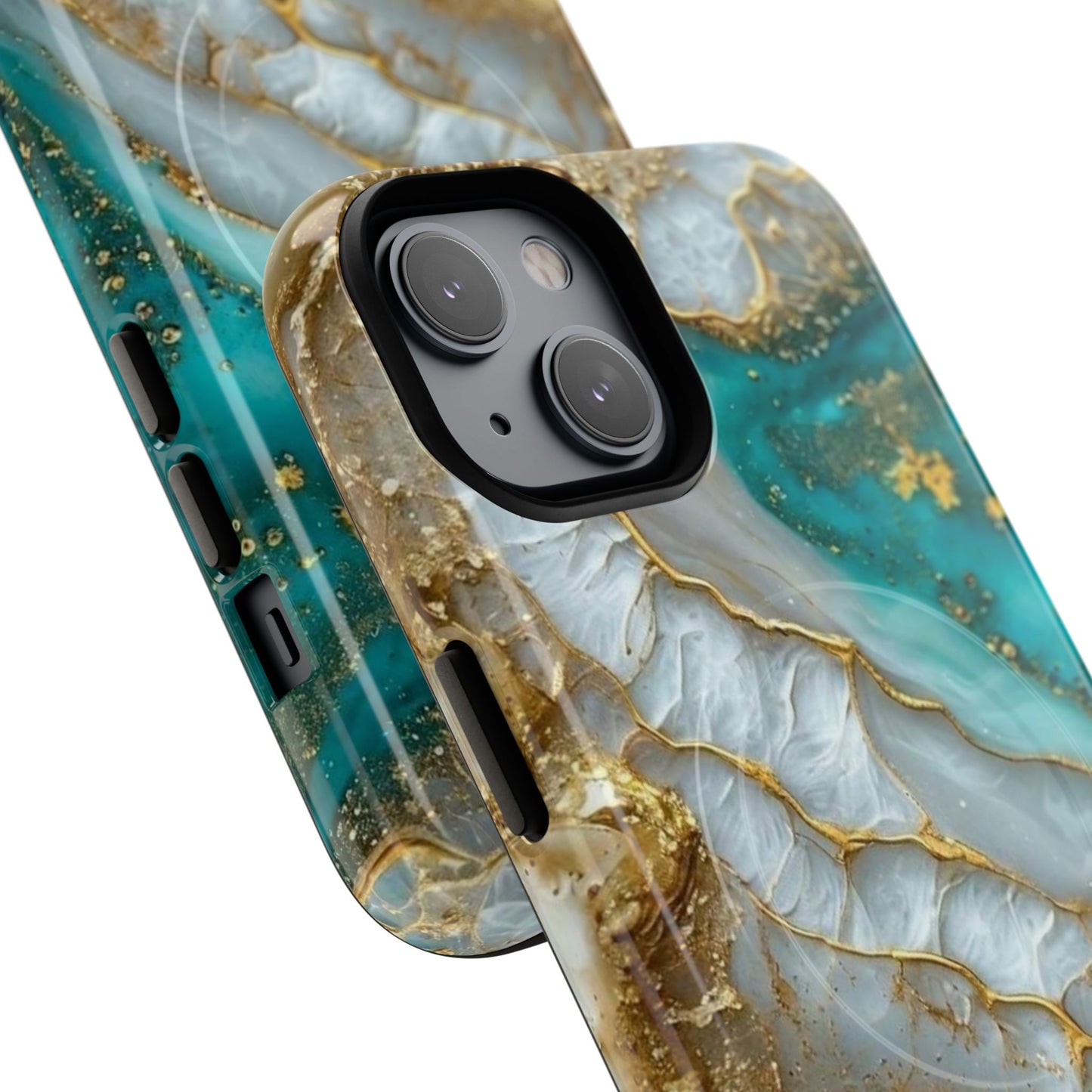 Elegant Tough Magnetic Phone Case with Marble Design