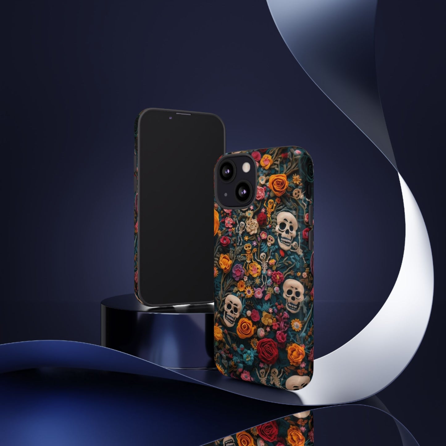 Gothic Floral Phone Case with Skulls