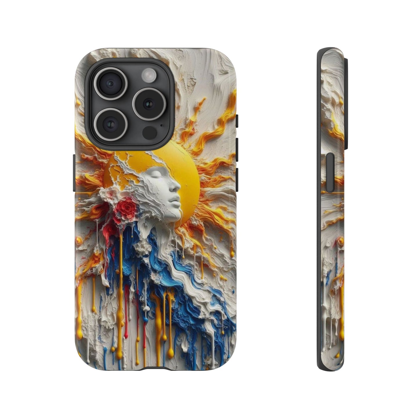 Artistic Phone Case - Sun & Floral Design for Creative Souls