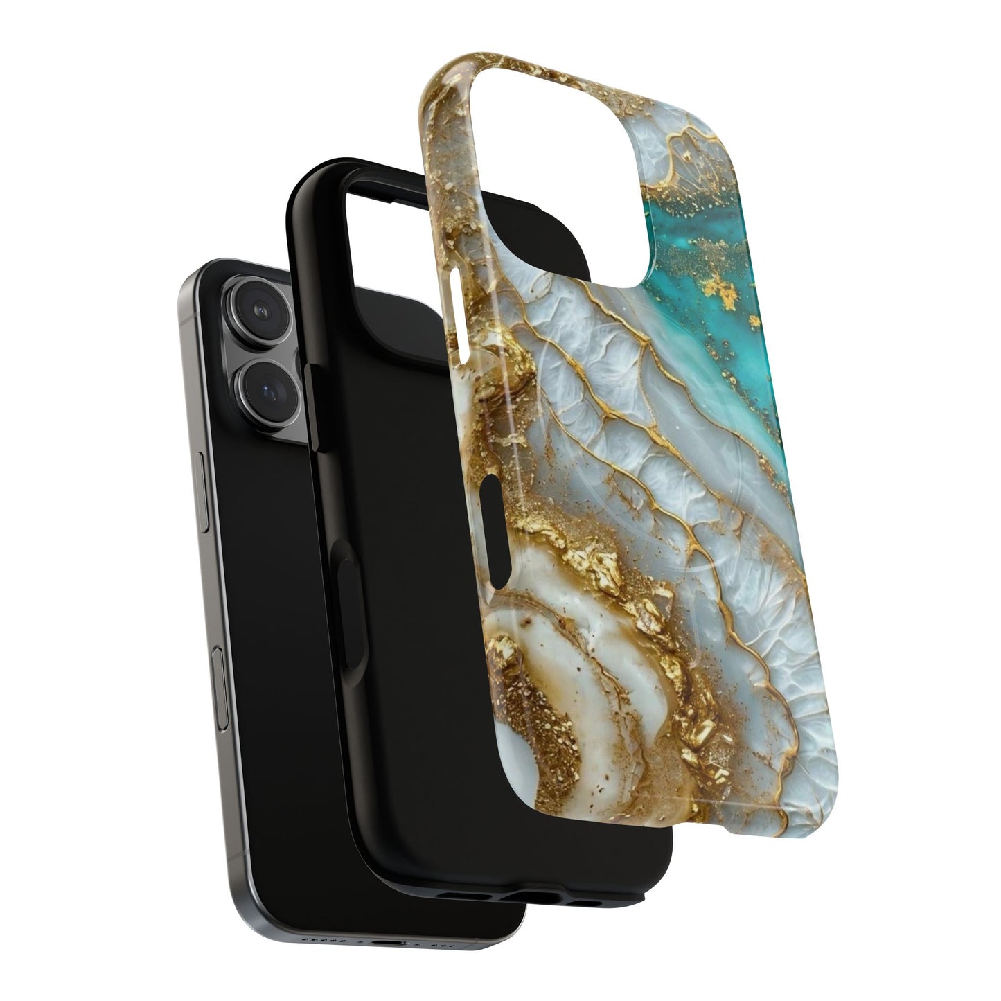 Elegant Tough Magnetic Phone Case with Marble Design