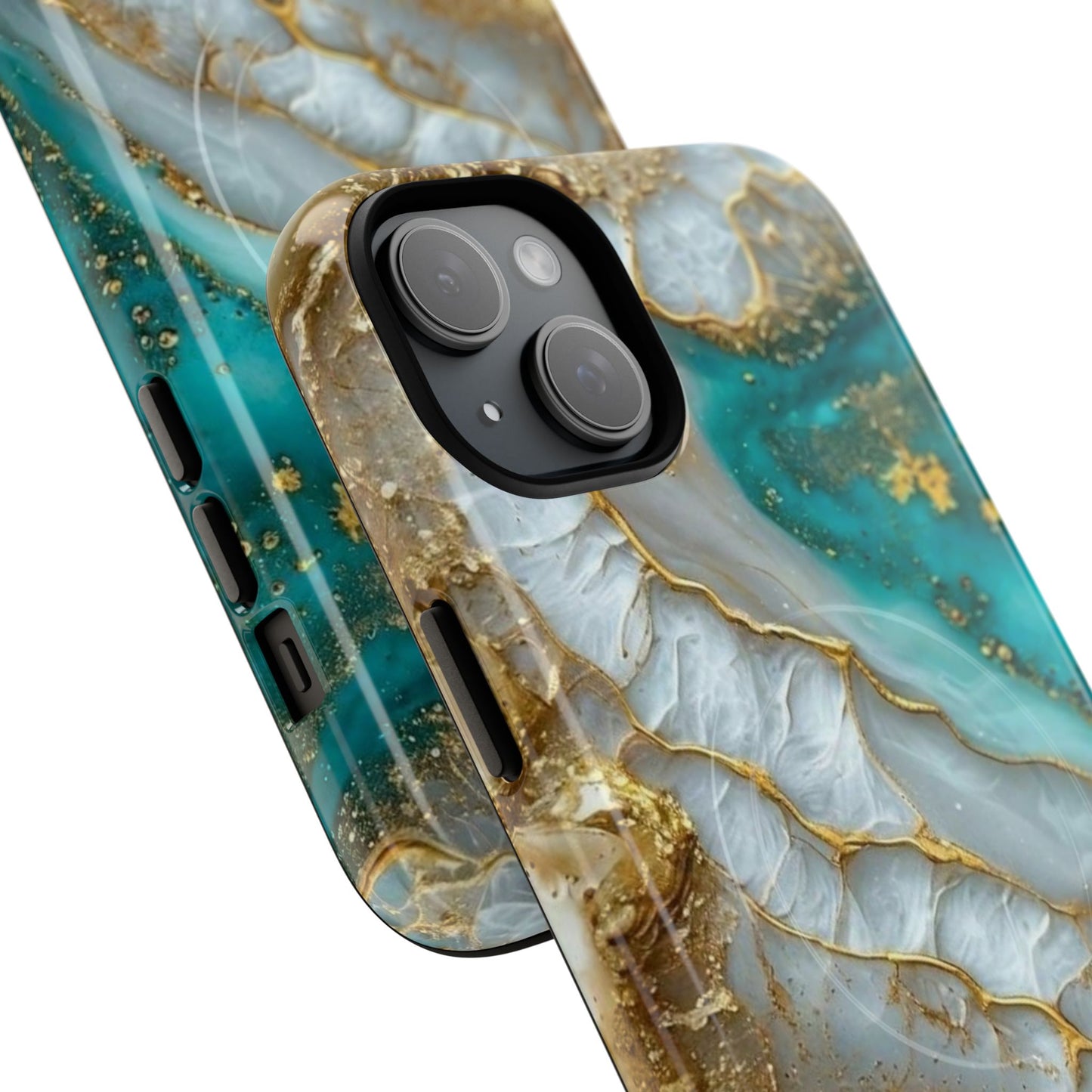 Elegant Tough Magnetic Phone Case with Marble Design