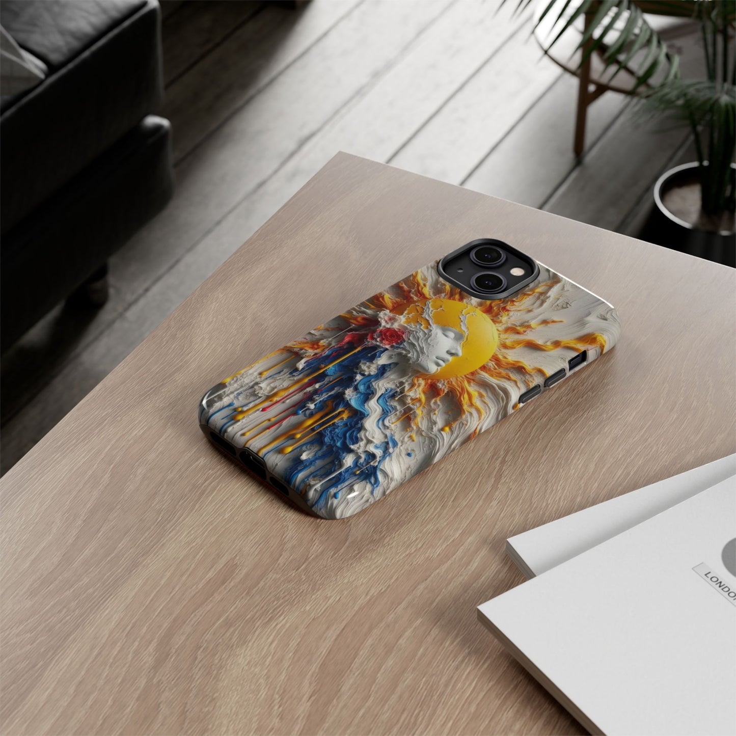 Artistic Phone Case - Sun & Floral Design for Creative Souls