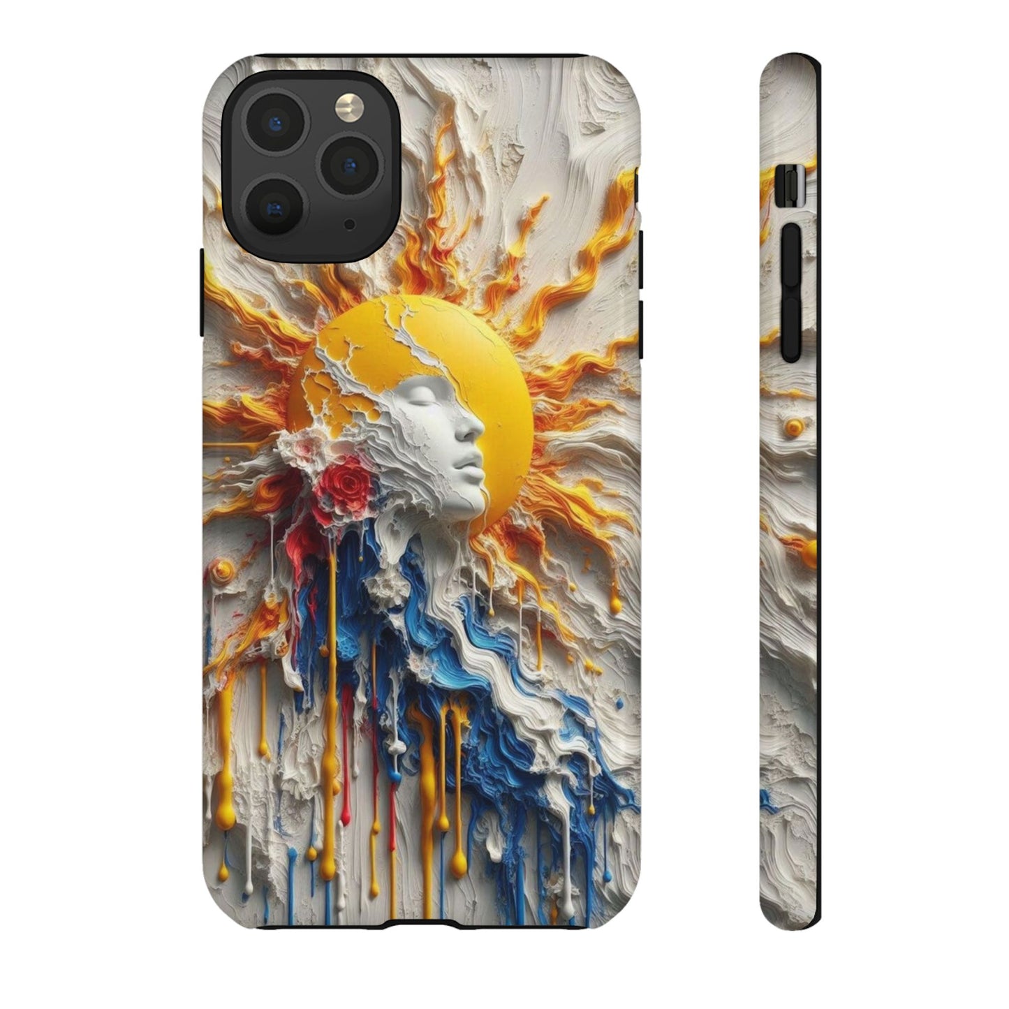 Artistic Phone Case - Sun & Floral Design for Creative Souls