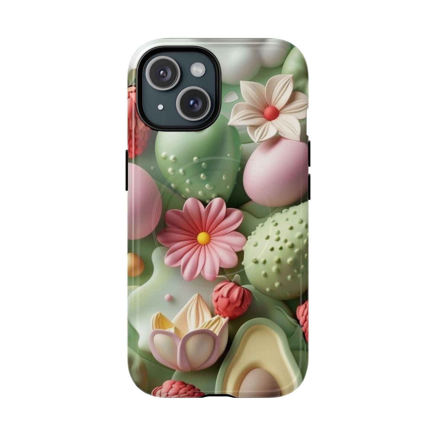 Floral Tough Magnetic Phone Case - Vibrant Cactus Design for Flower Lovers