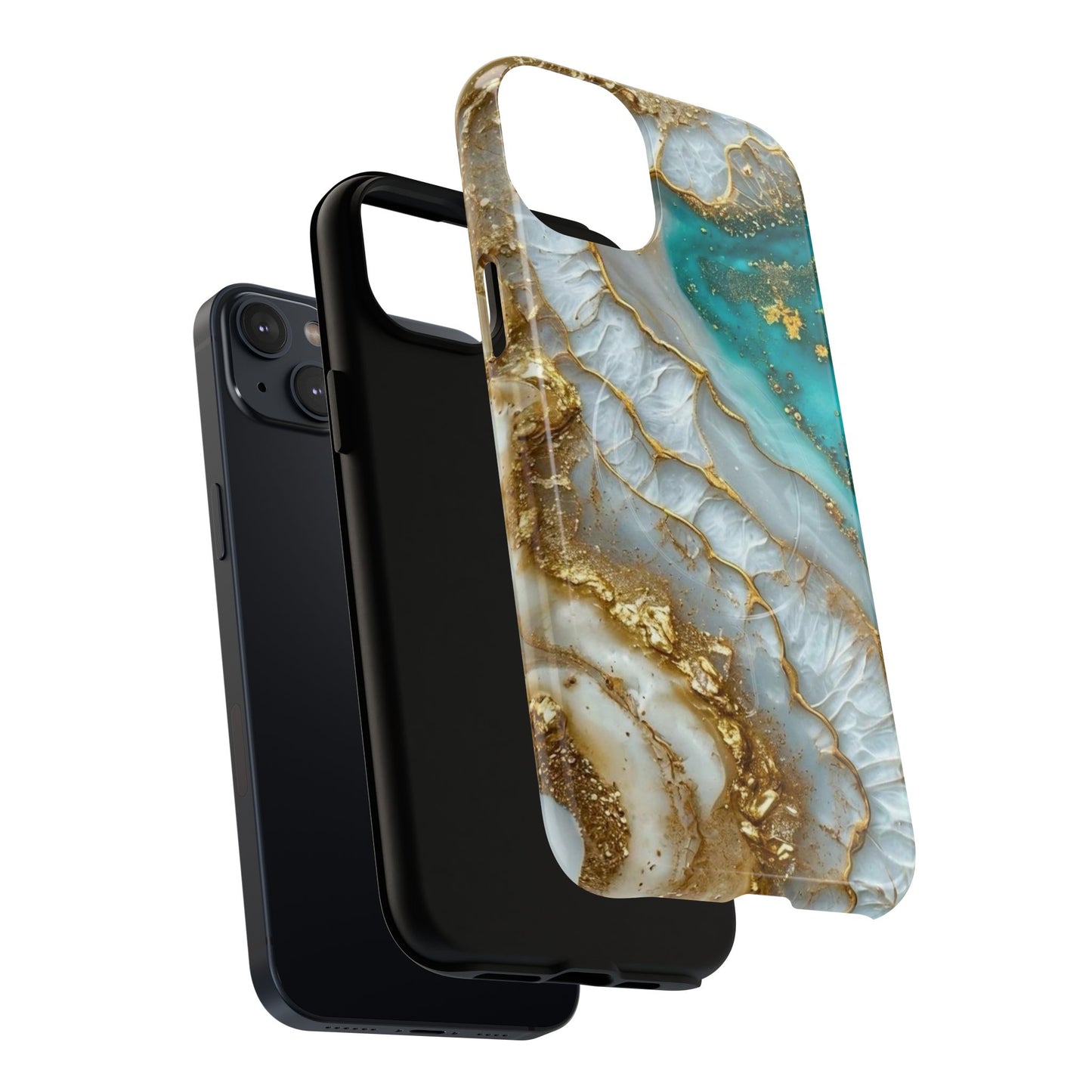 Elegant Tough Magnetic Phone Case with Marble Design