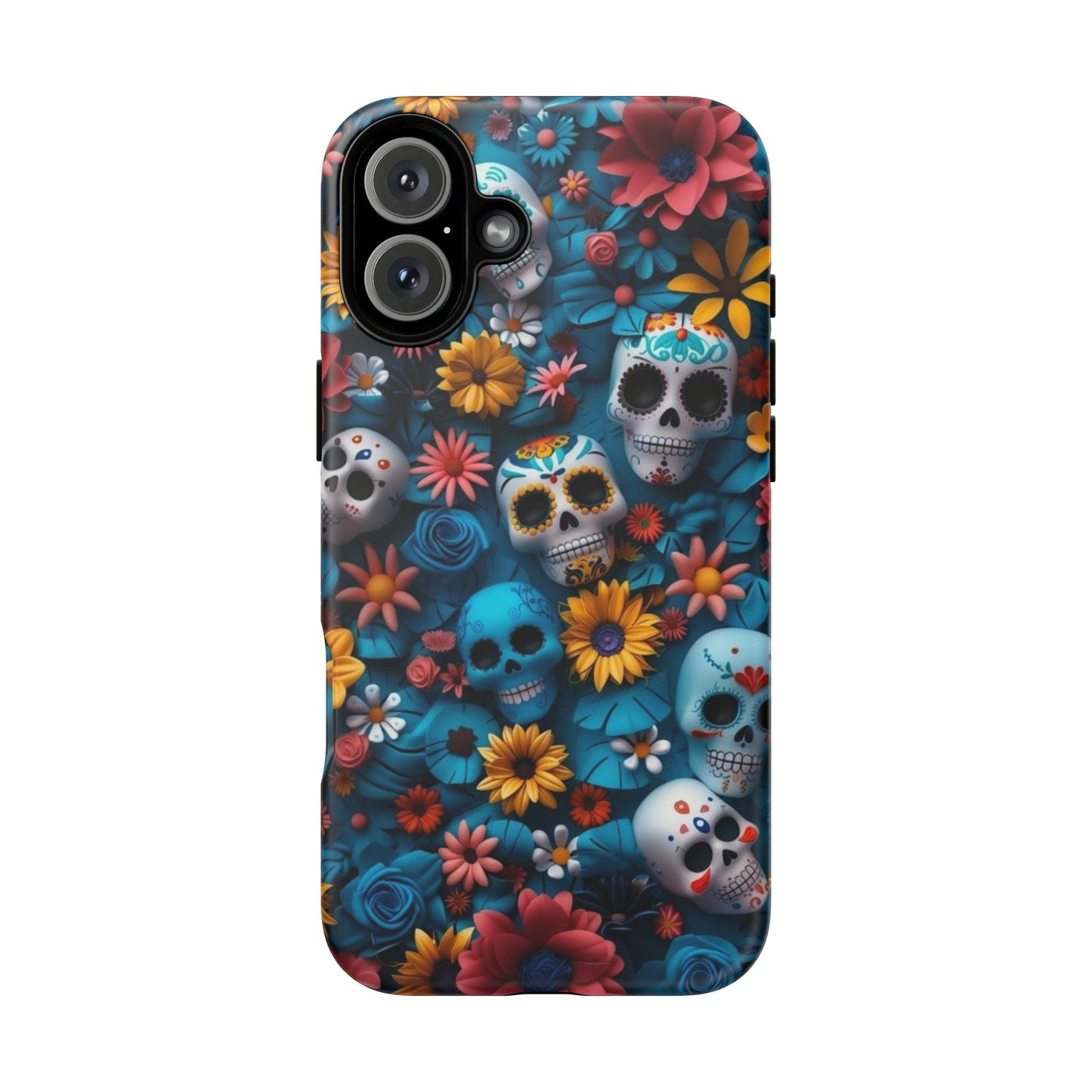 Colorful Floral Skull Phone Case - Day of the Dead Inspired Tough Cases