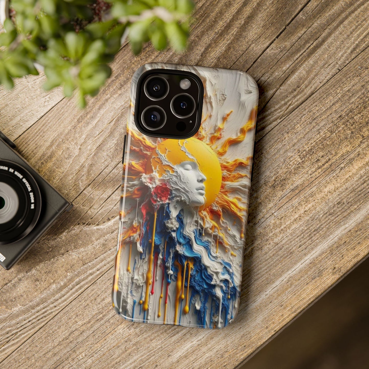 Artistic Phone Case - Sun & Floral Design for Creative Souls