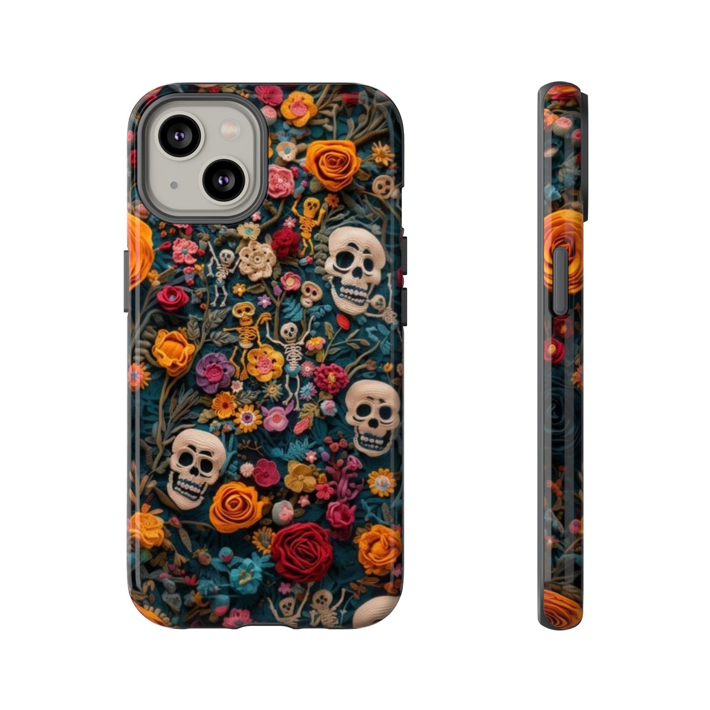 Gothic Floral Phone Case with Skulls