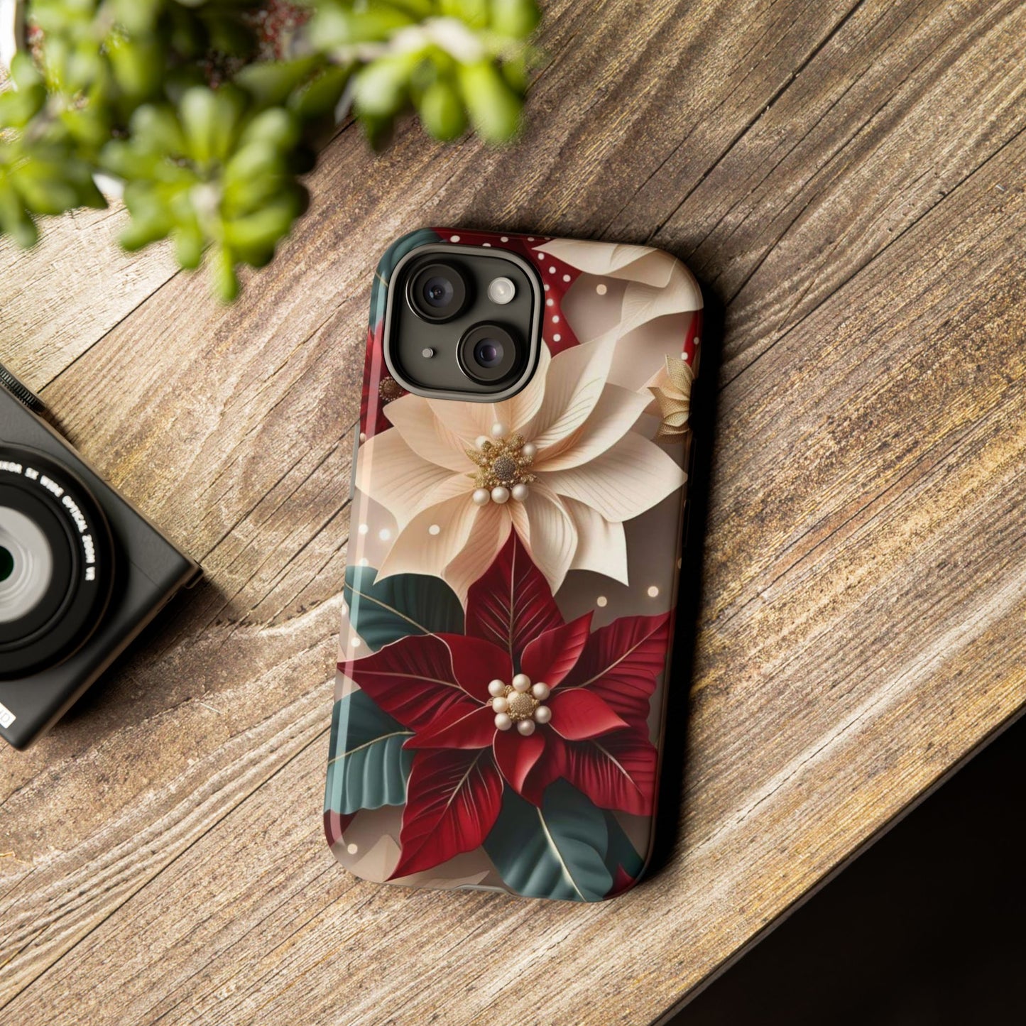 Festive Floral Phone Case - Holiday Design for Tough Protection