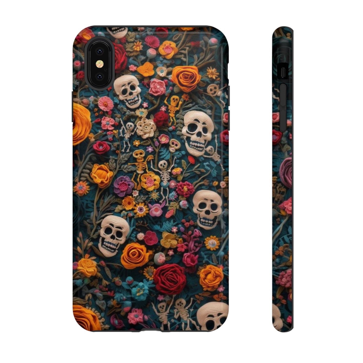 Gothic Floral Phone Case with Skulls