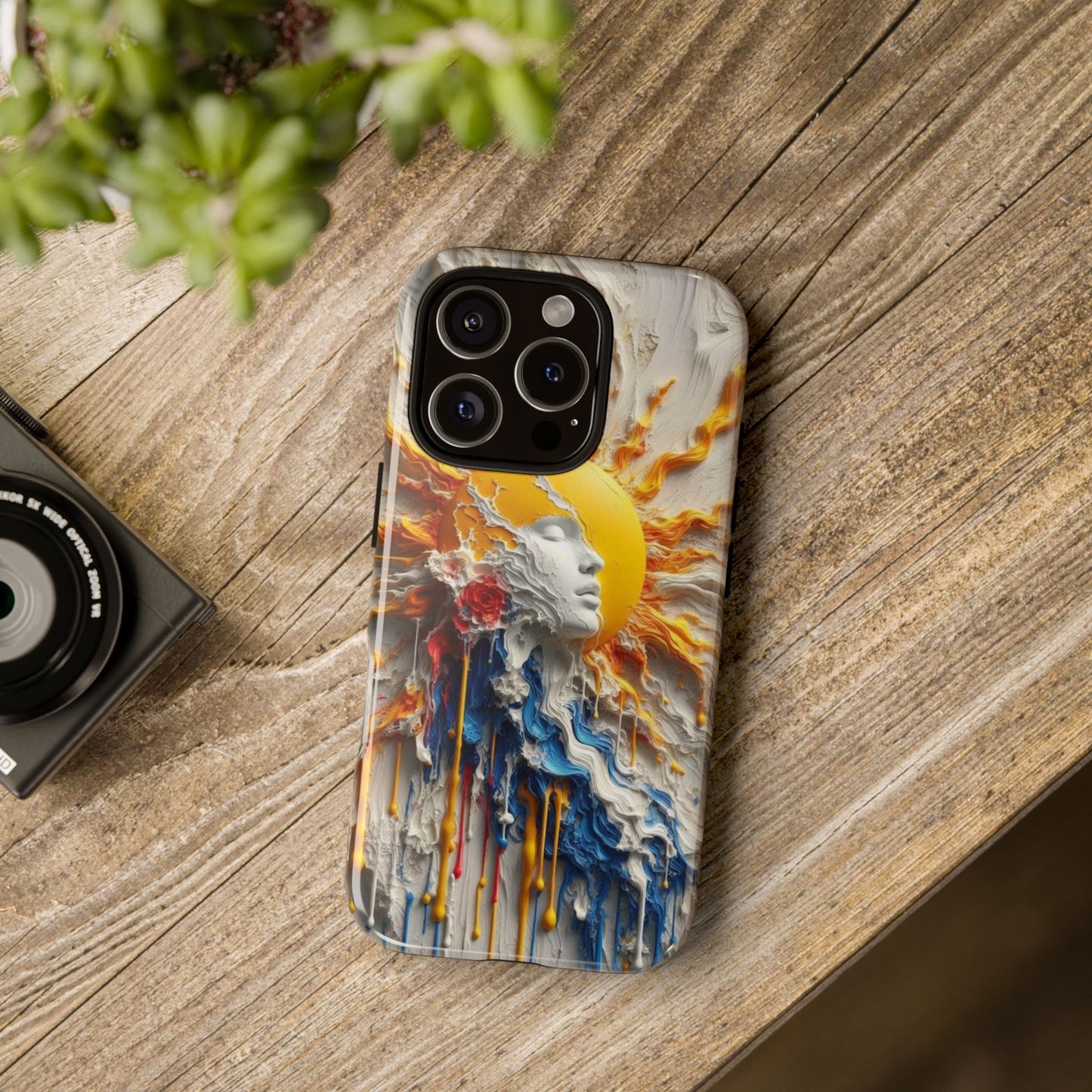 Artistic Phone Case - Sun & Floral Design for Creative Souls