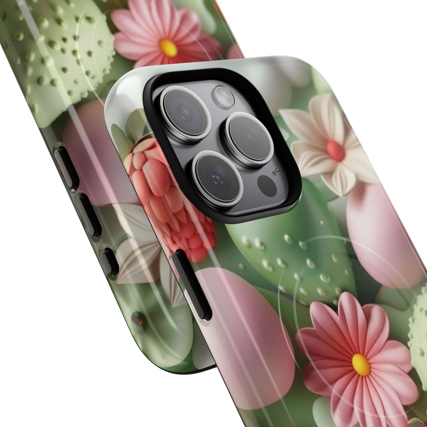 Floral Tough Magnetic Phone Case - Vibrant Cactus Design for Flower Lovers