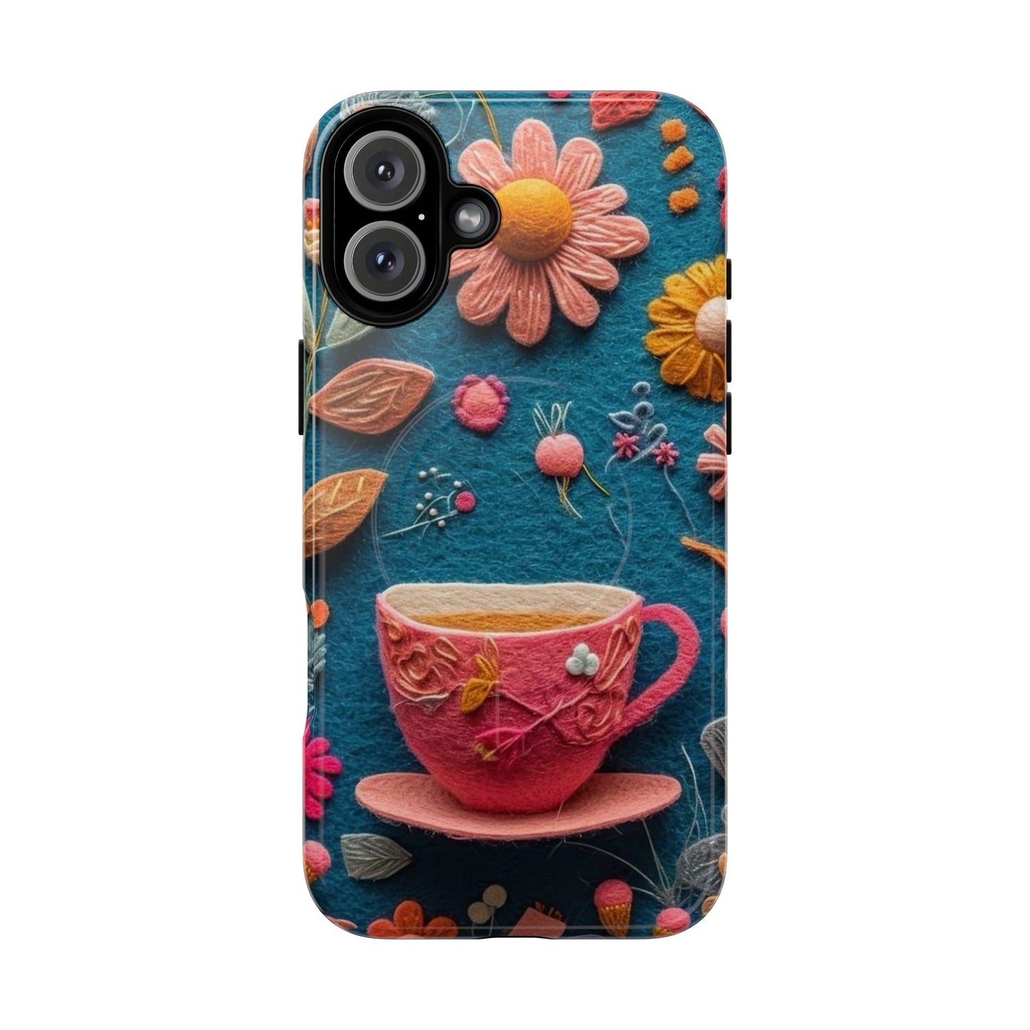 Floral Embroidered Tough Magnetic Phone Case