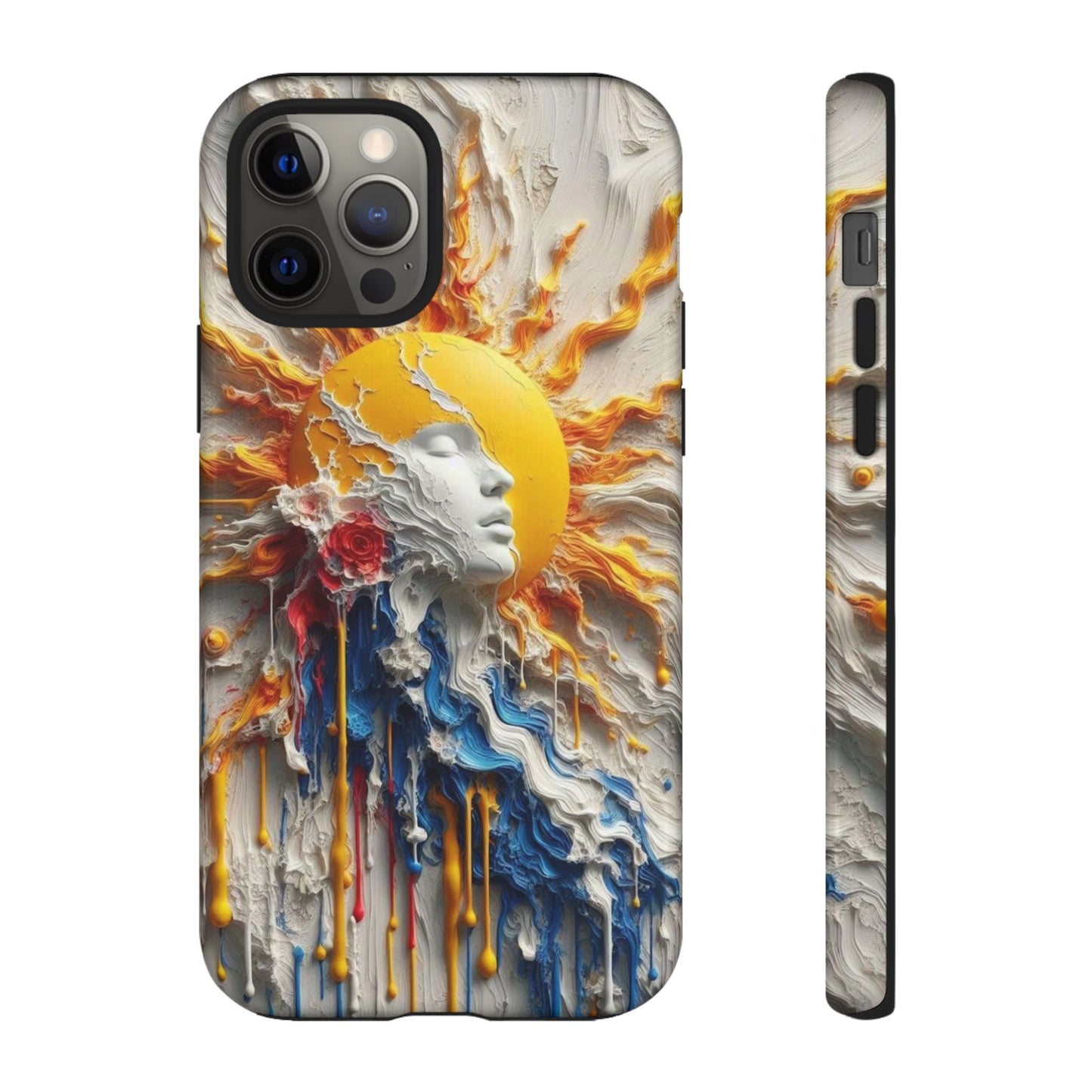 Artistic Phone Case - Sun & Floral Design for Creative Souls