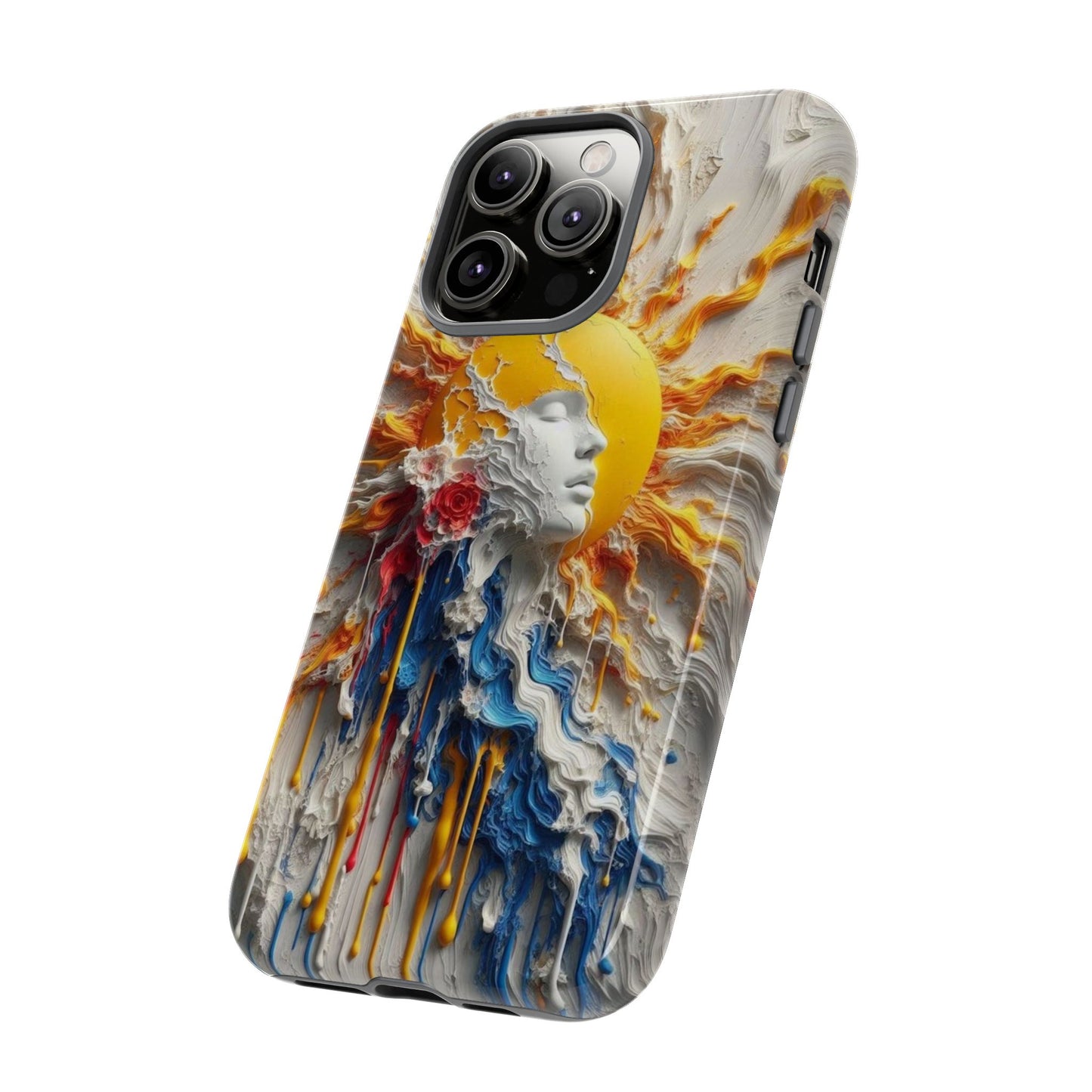 Artistic Phone Case - Sun & Floral Design for Creative Souls