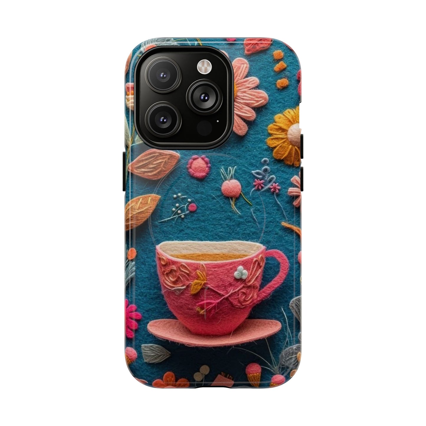 Floral Embroidered Tough Magnetic Phone Case