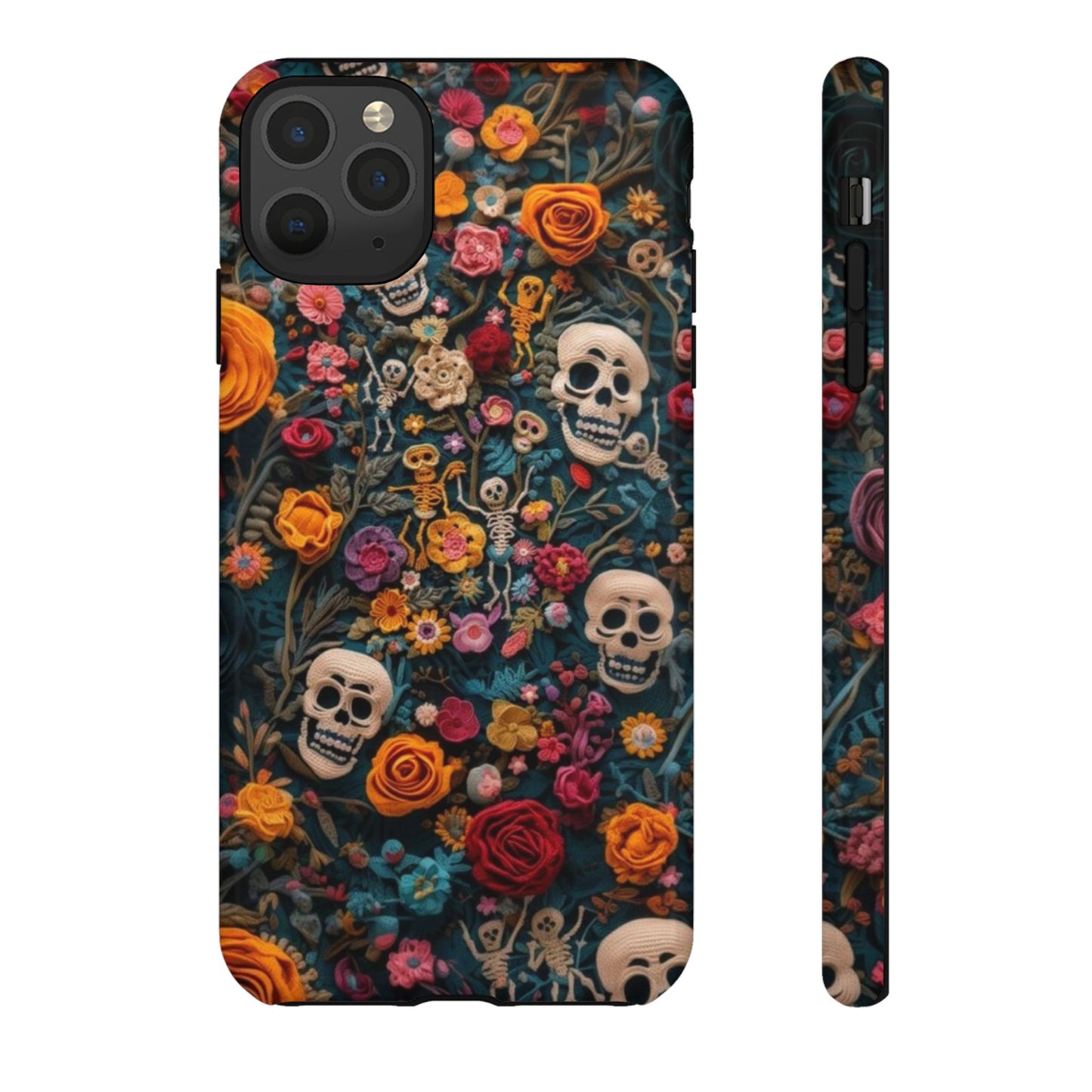 Gothic Floral Phone Case with Skulls