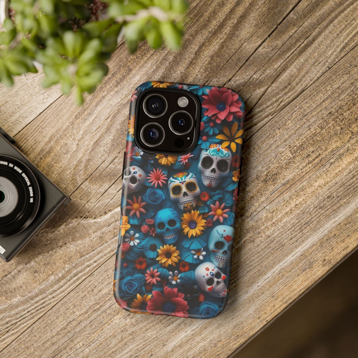 Colorful Floral Skull Phone Case - Day of the Dead Inspired Tough Cases