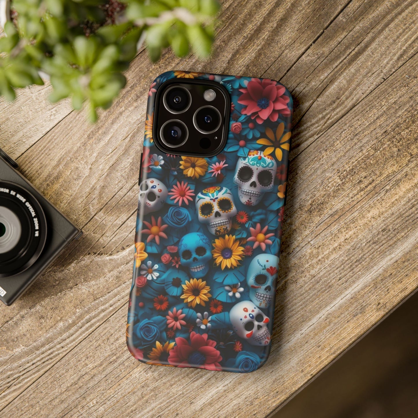 Colorful Floral Skull Phone Case - Day of the Dead Inspired Tough Cases