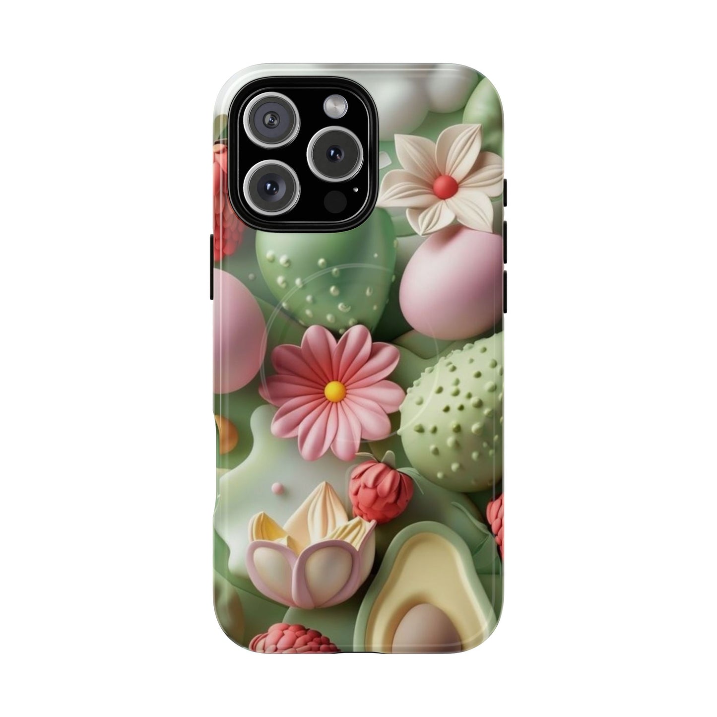 Floral Tough Magnetic Phone Case - Vibrant Cactus Design for Flower Lovers