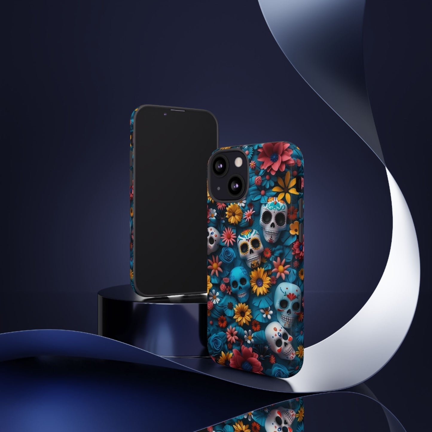 Colorful Floral Skull Phone Case - Day of the Dead Inspired Tough Cases