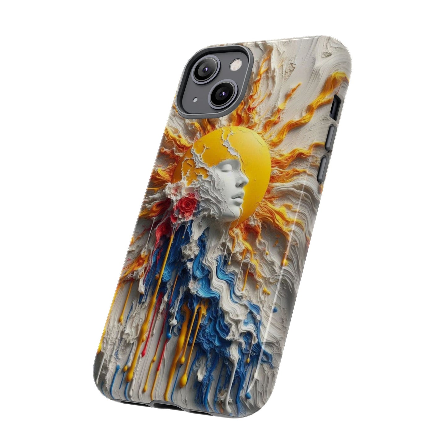 Artistic Phone Case - Sun & Floral Design for Creative Souls