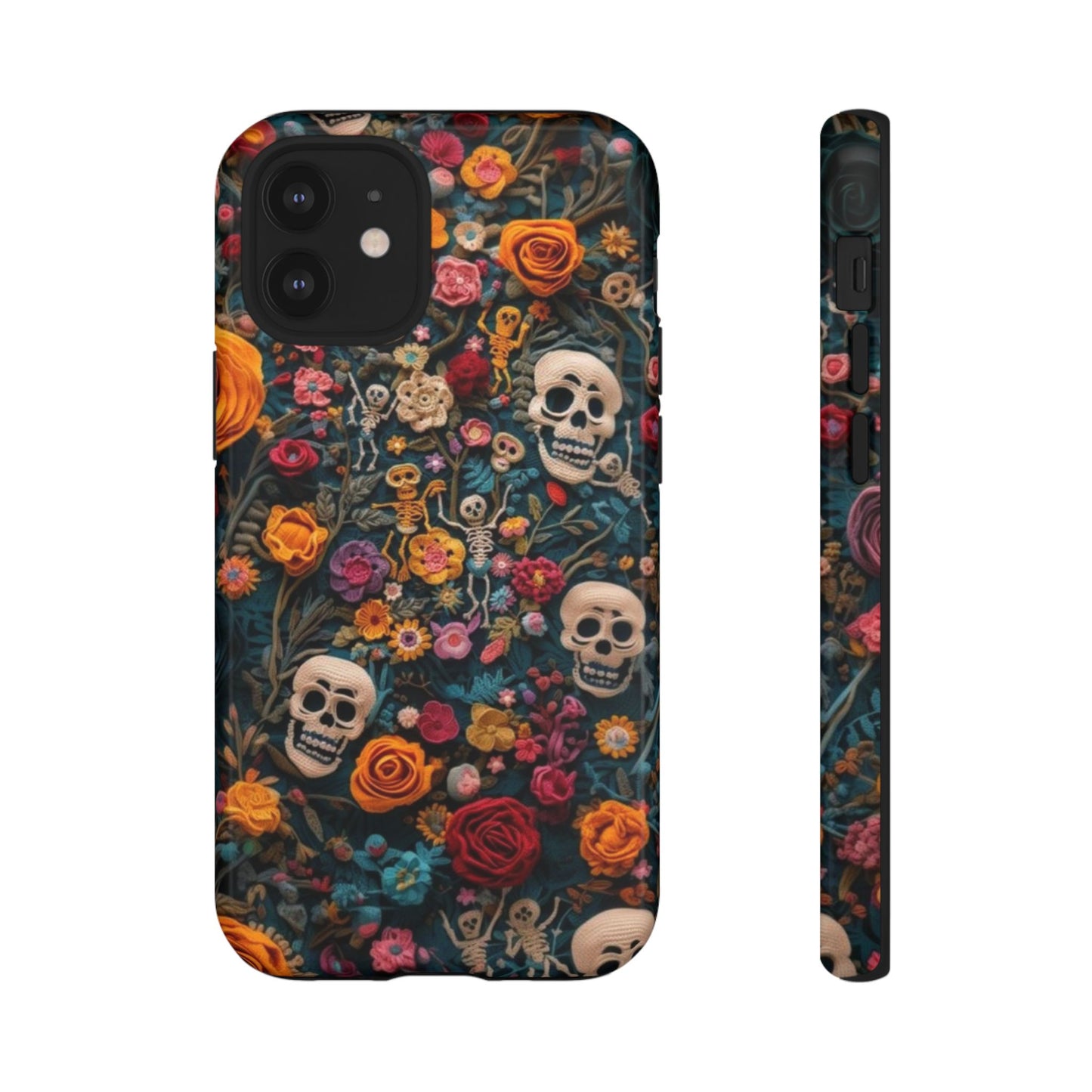 Gothic Floral Phone Case with Skulls