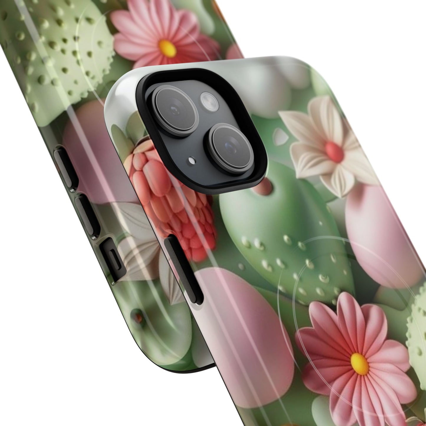 Floral Tough Magnetic Phone Case - Vibrant Cactus Design for Flower Lovers