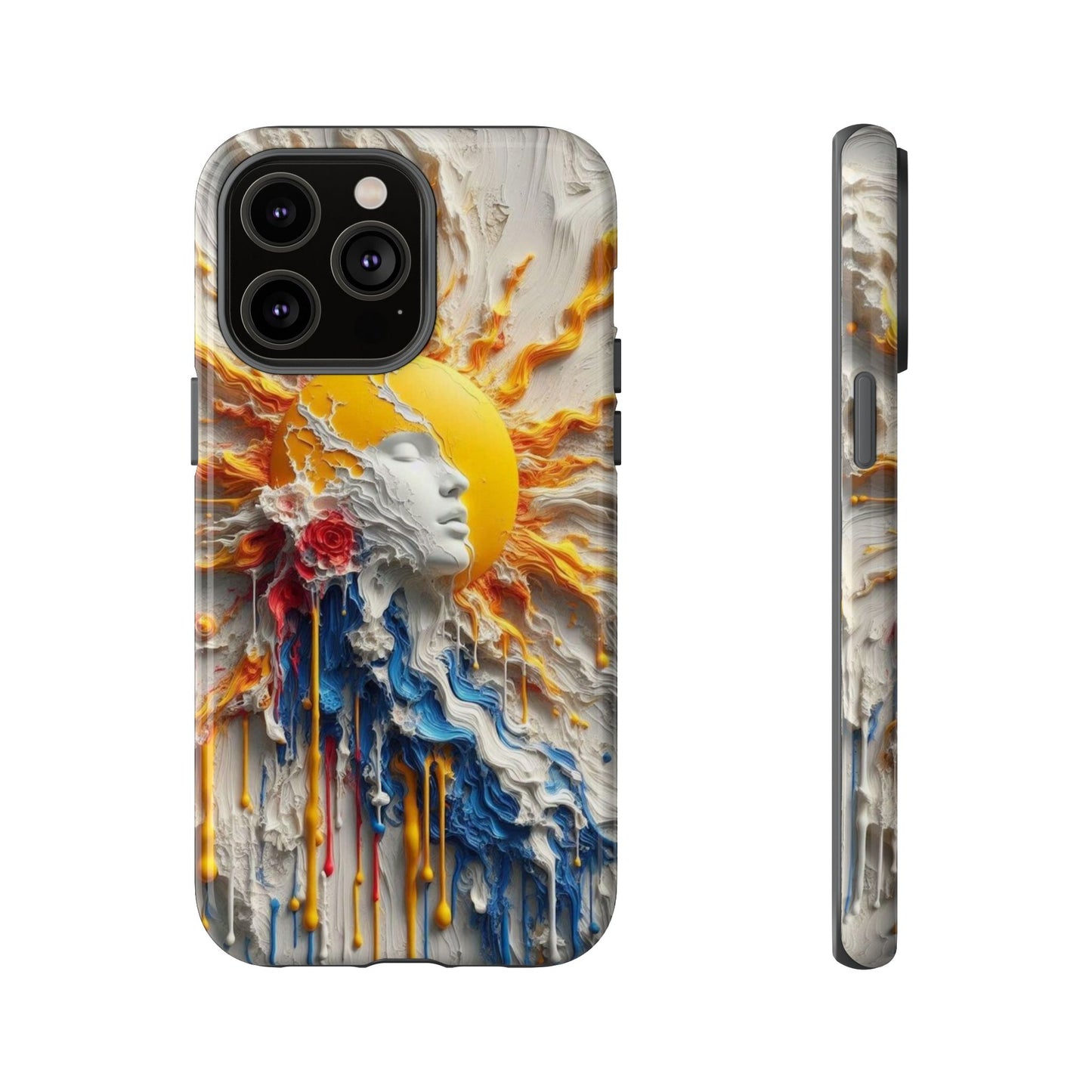 Artistic Phone Case - Sun & Floral Design for Creative Souls