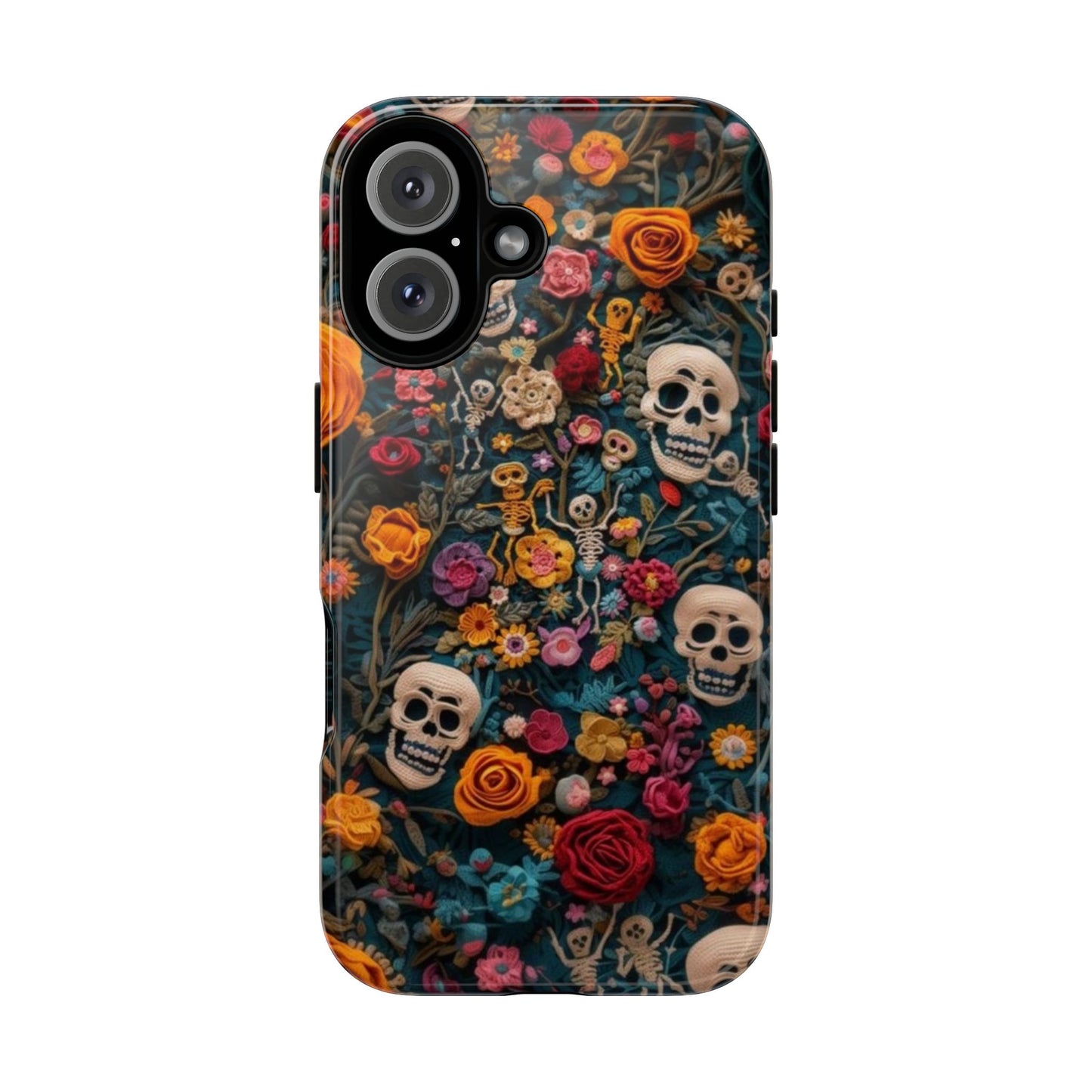 Gothic Floral Phone Case with Skulls